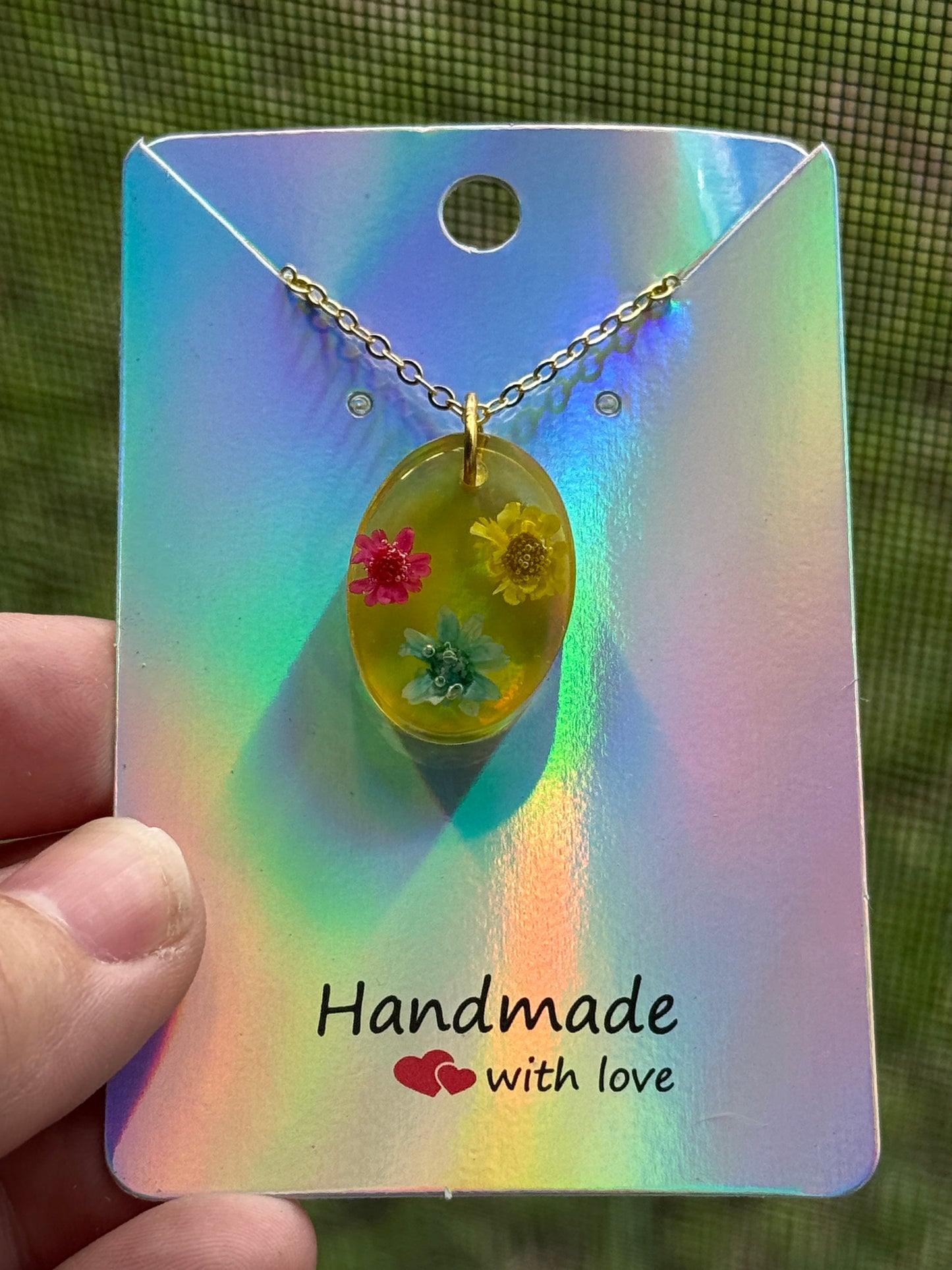 Resin and Dried Flower Necklace