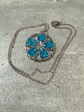 Sakura Bloom Pendant Necklace - Teal series