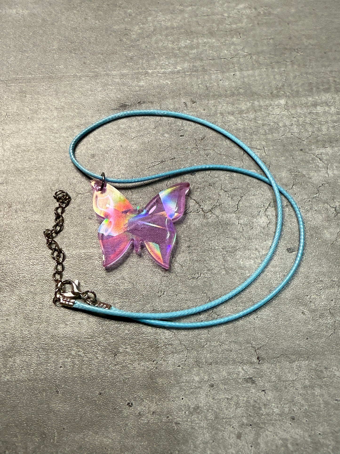 Butterfly Pendant Corded Necklace