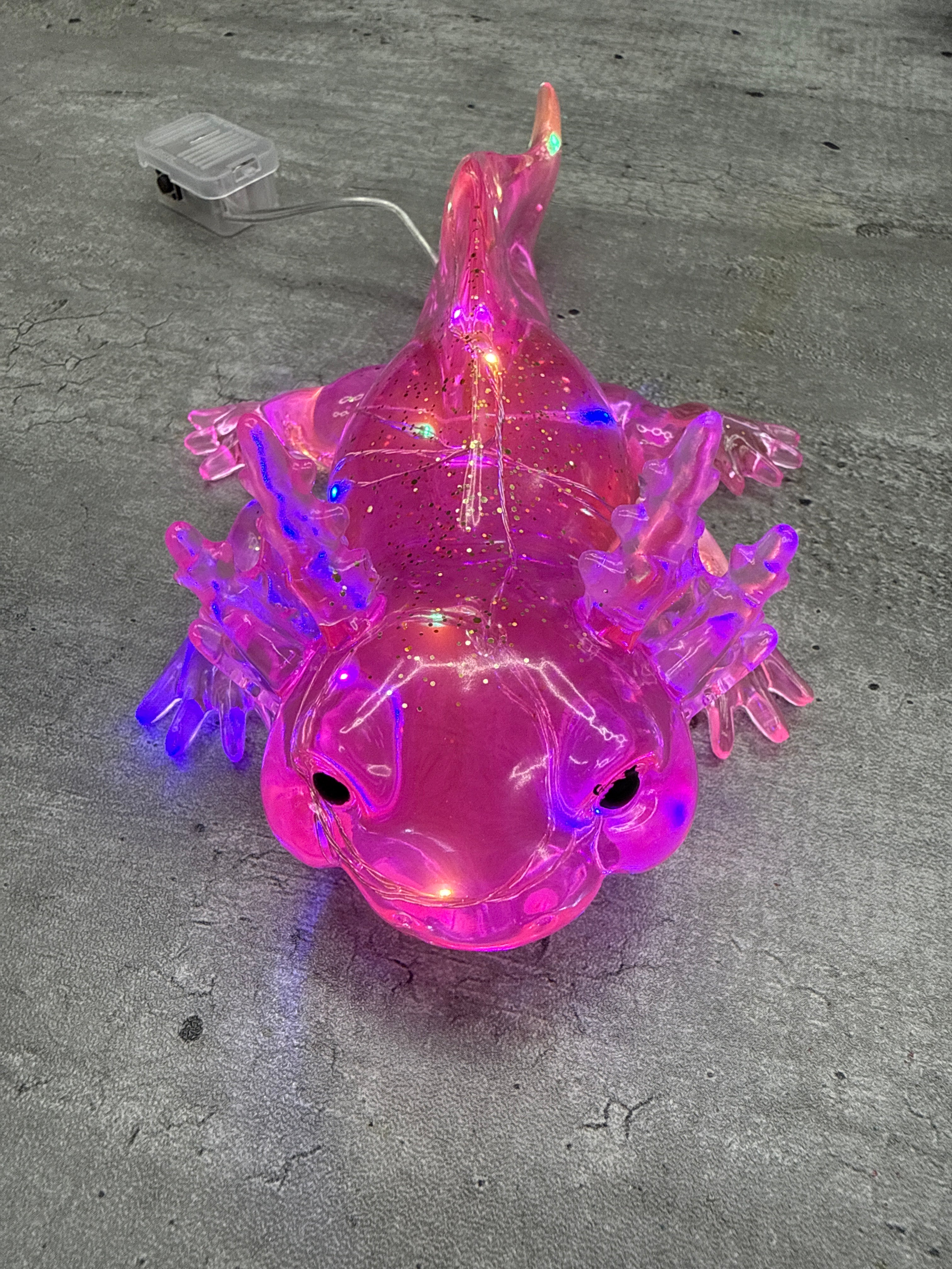 Axolotl Figurine with LED Fairy Lights