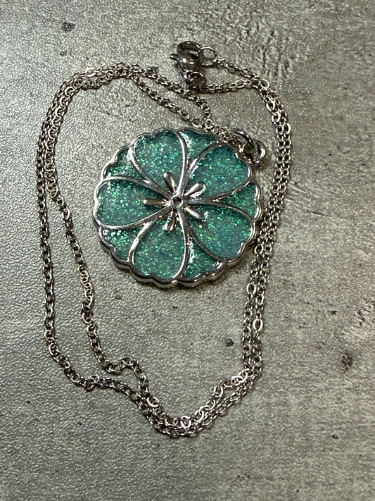 Sakura Bloom Pendant Necklace - Aqua series