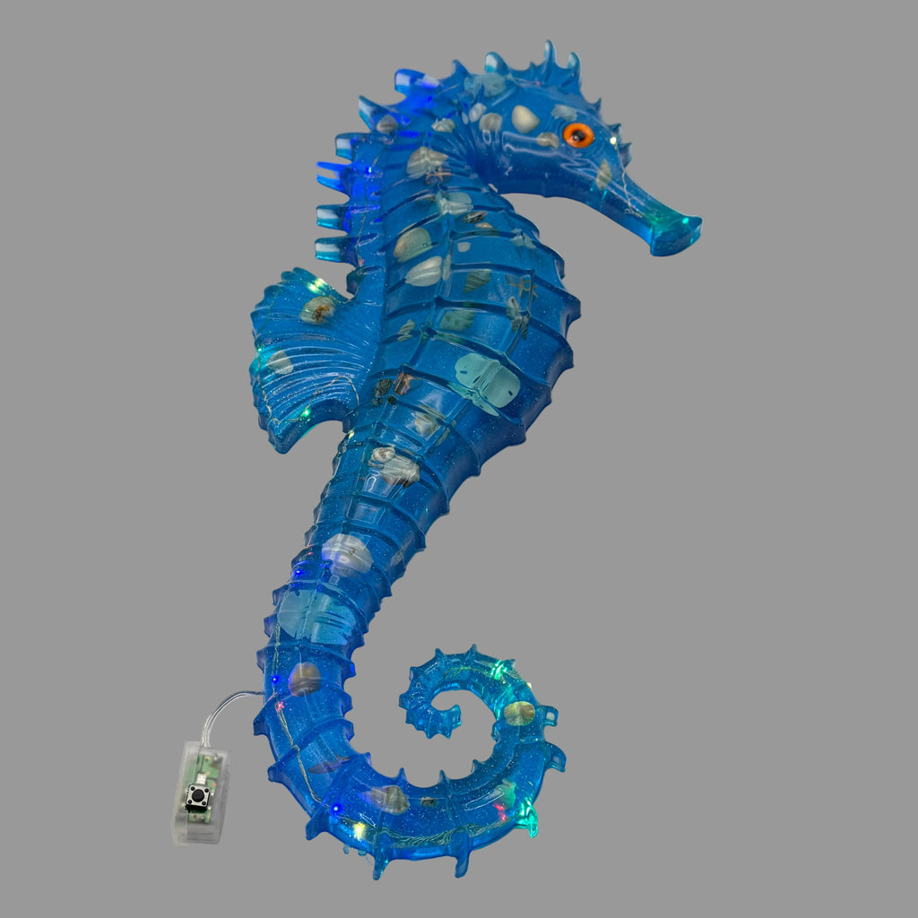 Resin Seahorse Wall Art - Coastal w/ Lights