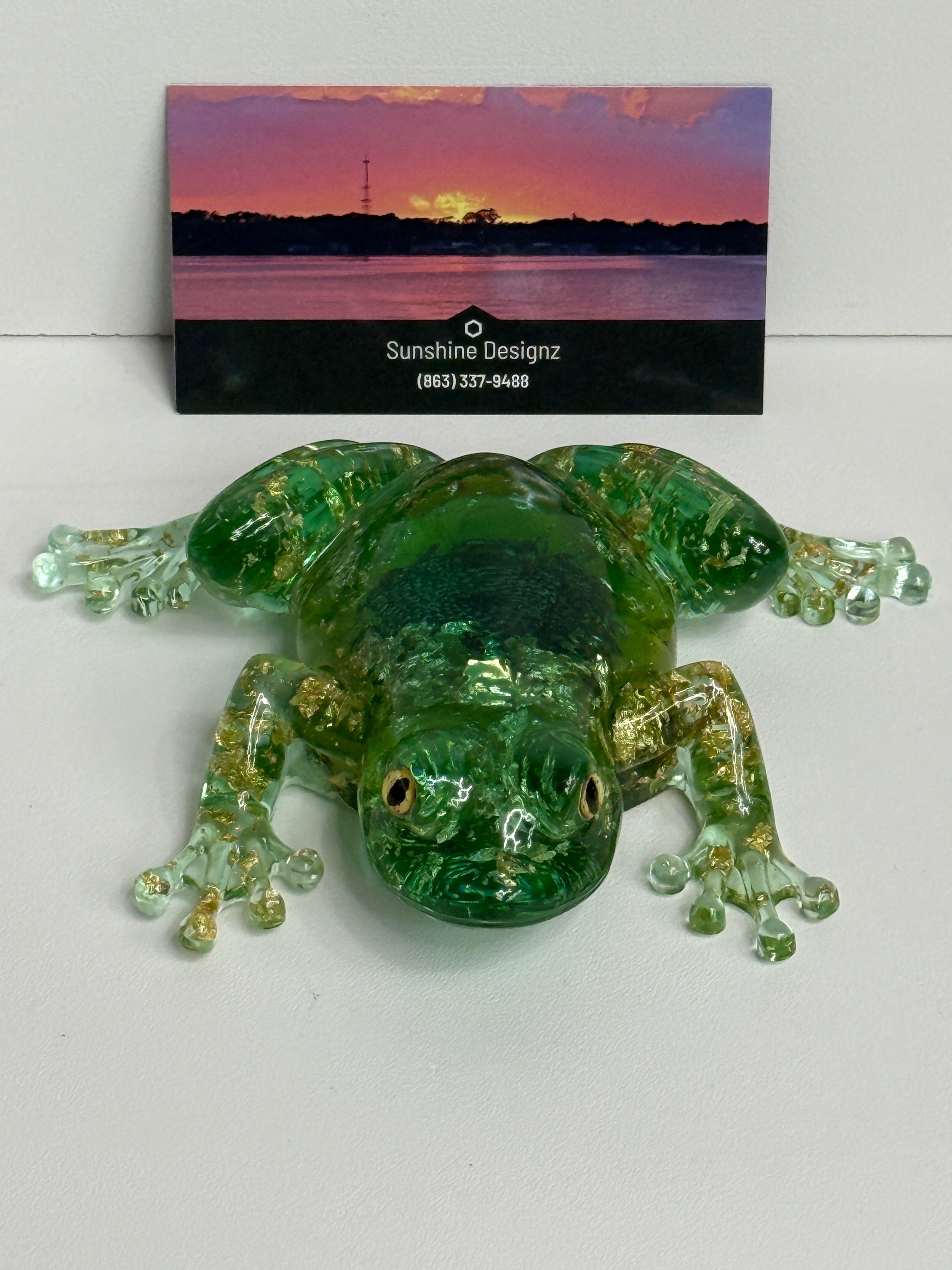 Frog Figurine with Sunflowers