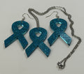 Cancer Awareness Resin Necklace and Earrings Set