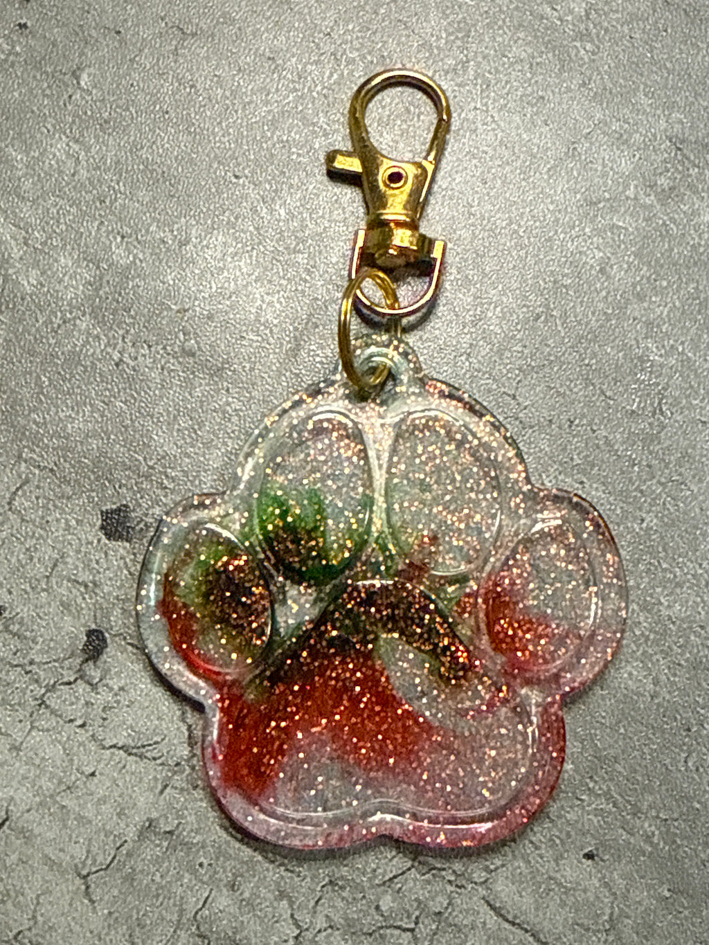 Christmas Paw Print Bag Charm and Keychain