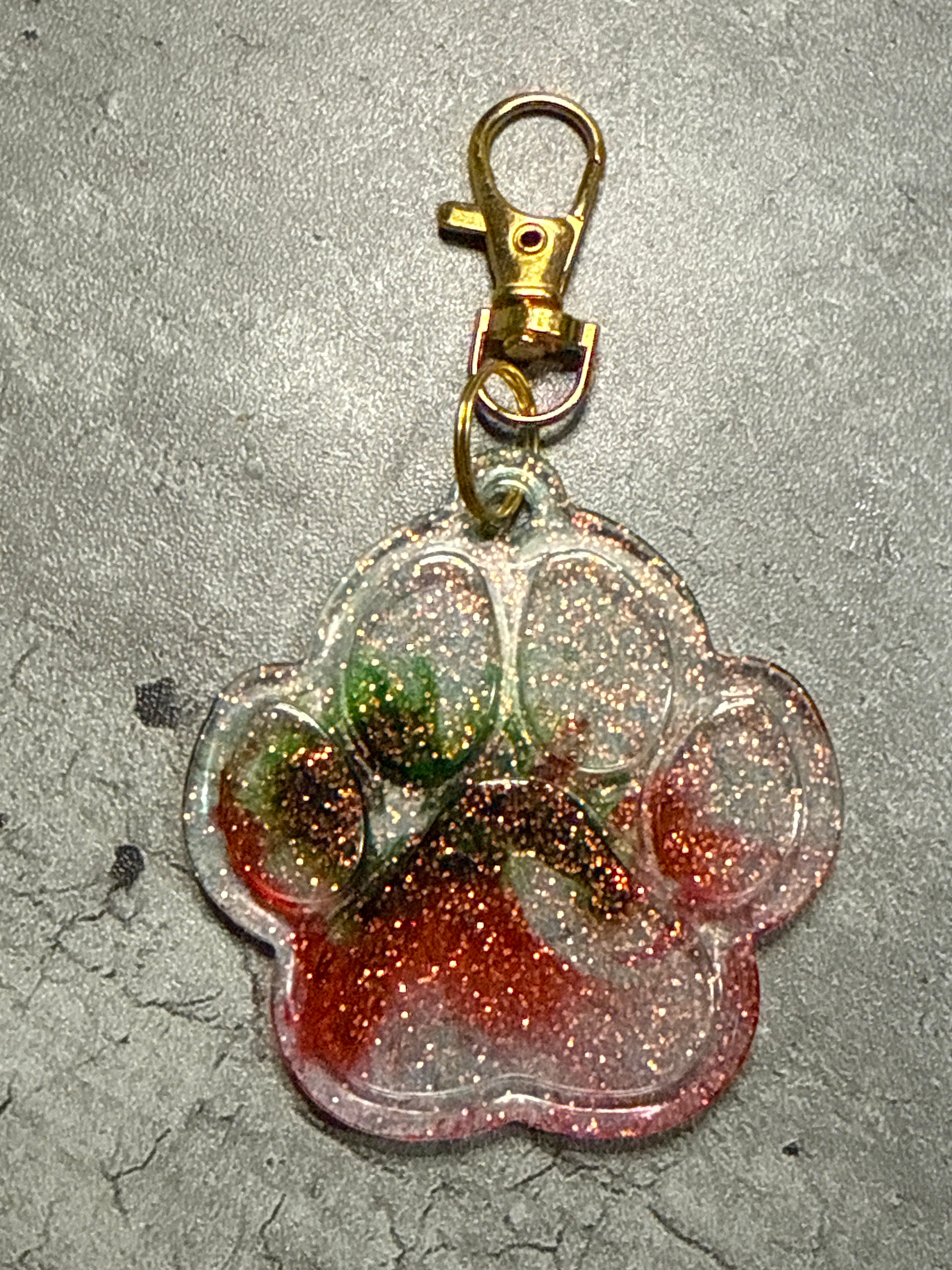 Christmas Paw Print Bag Charm and Keychain