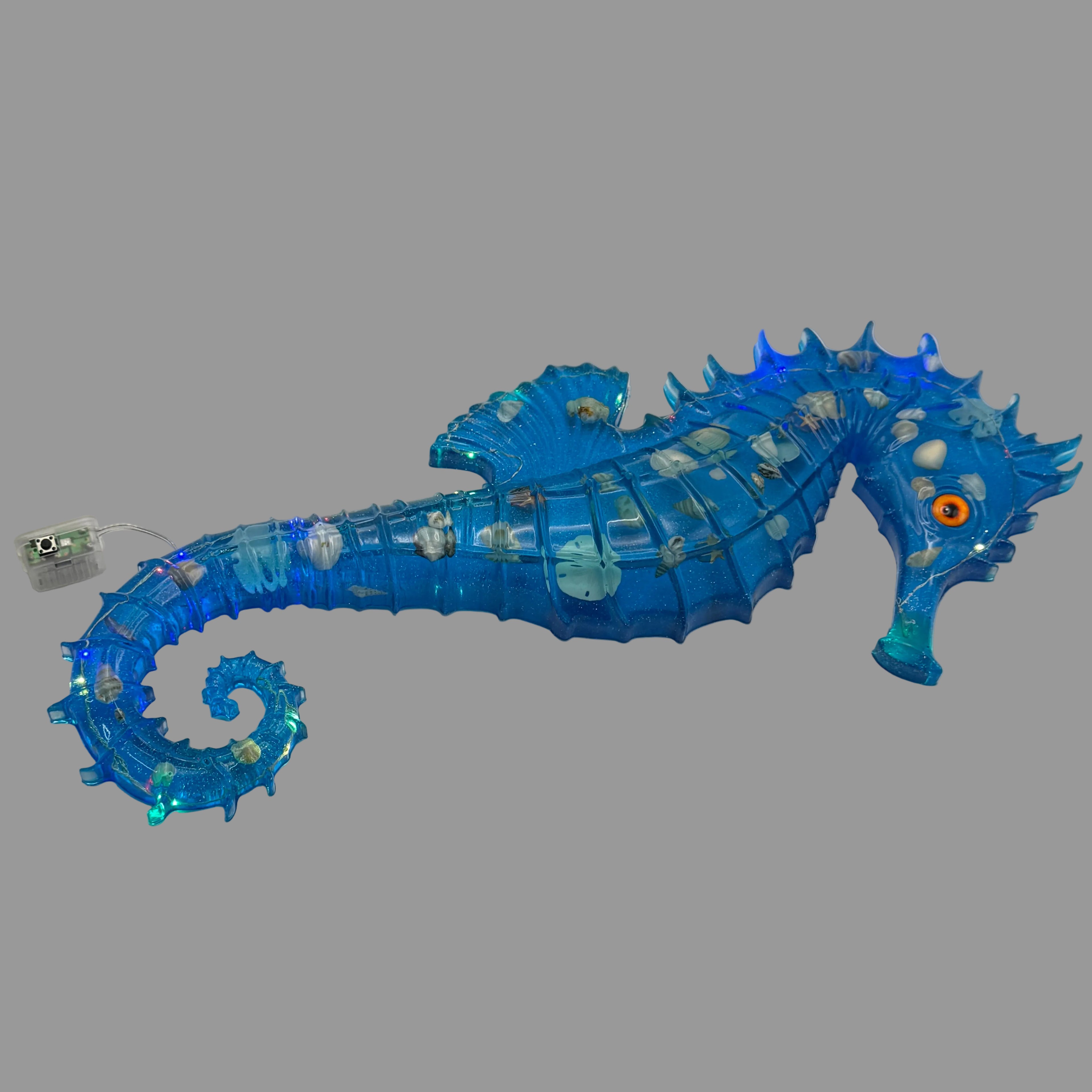 Resin Seahorse Wall Art - Coastal w/ Lights