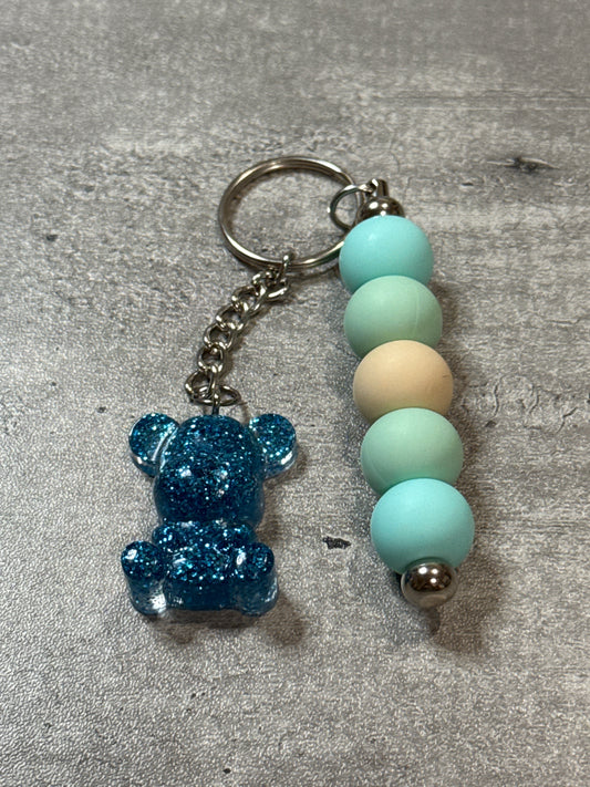 Glitter Bear Beaded Keychain - Thick