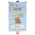 Personalized Capybara Beach Towel | Custom Name | Cute Summer Pool Towel