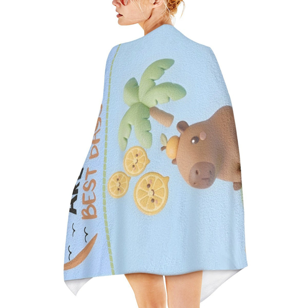 Personalized Capybara Beach Towel | Custom Name | Cute Summer Pool Towel