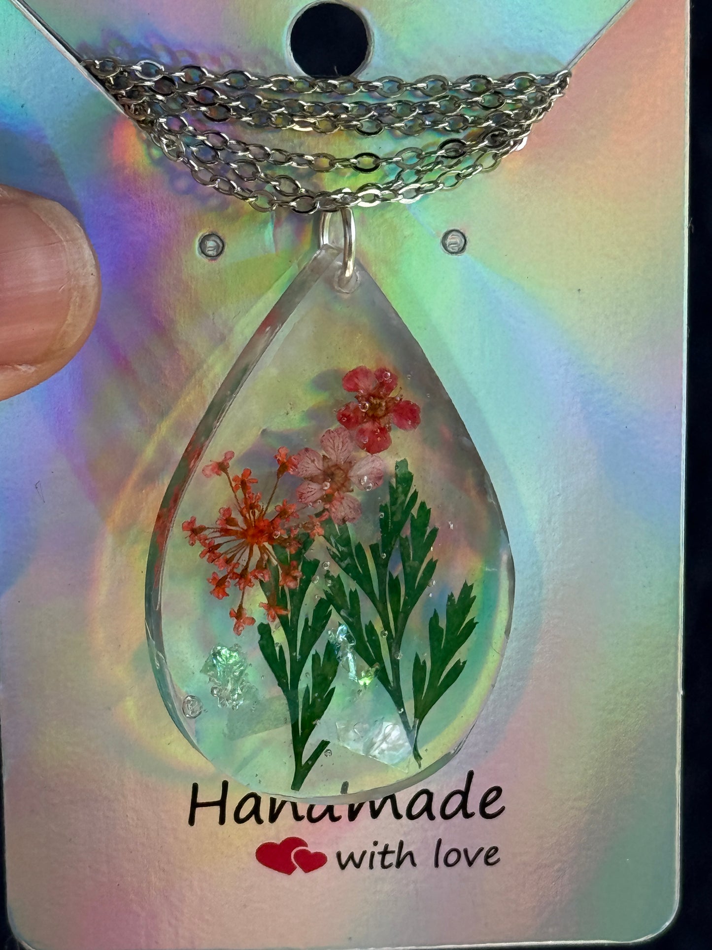 Resin and Dried Flower Necklace