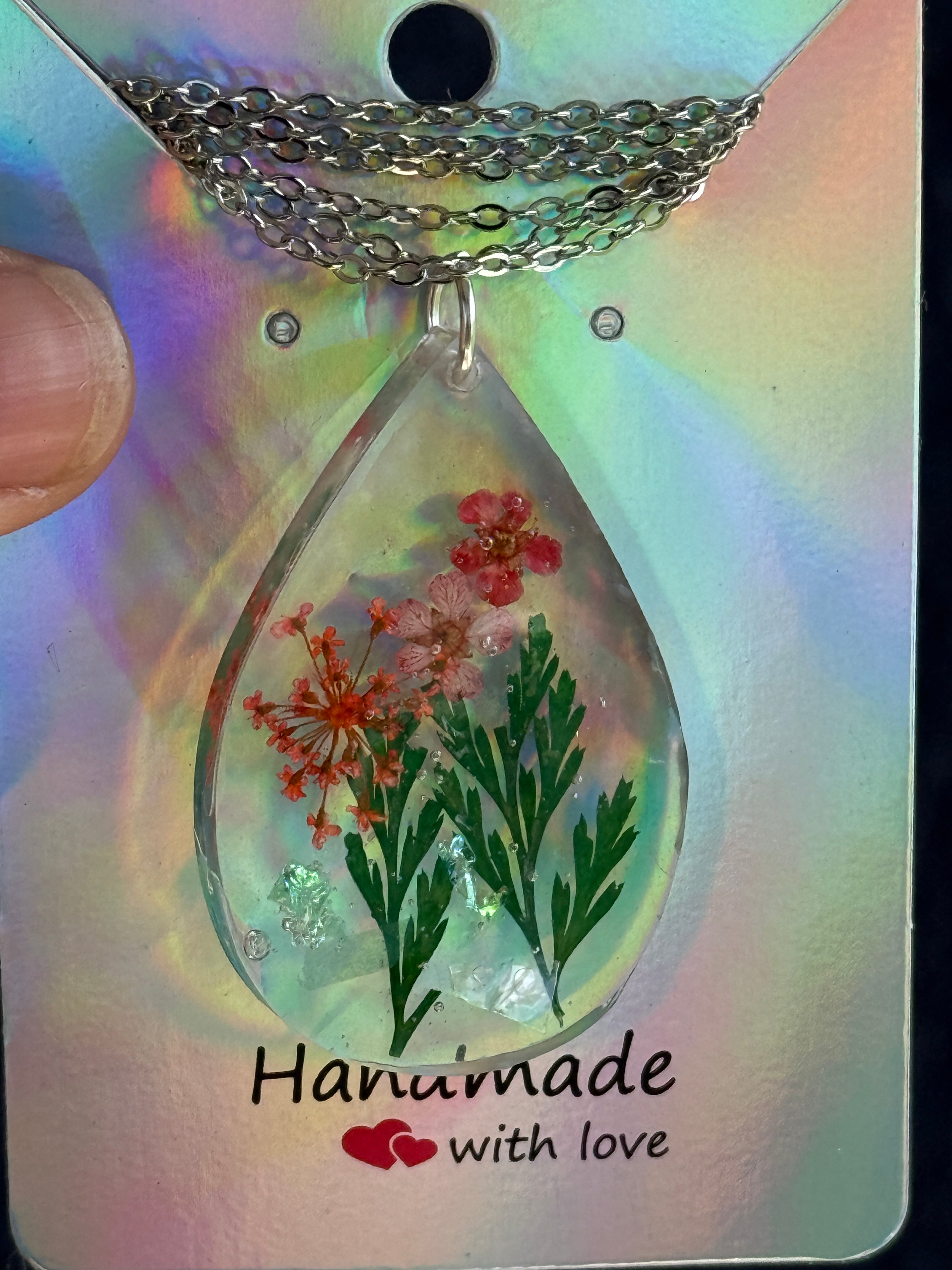 Resin and Dried Flower Necklace