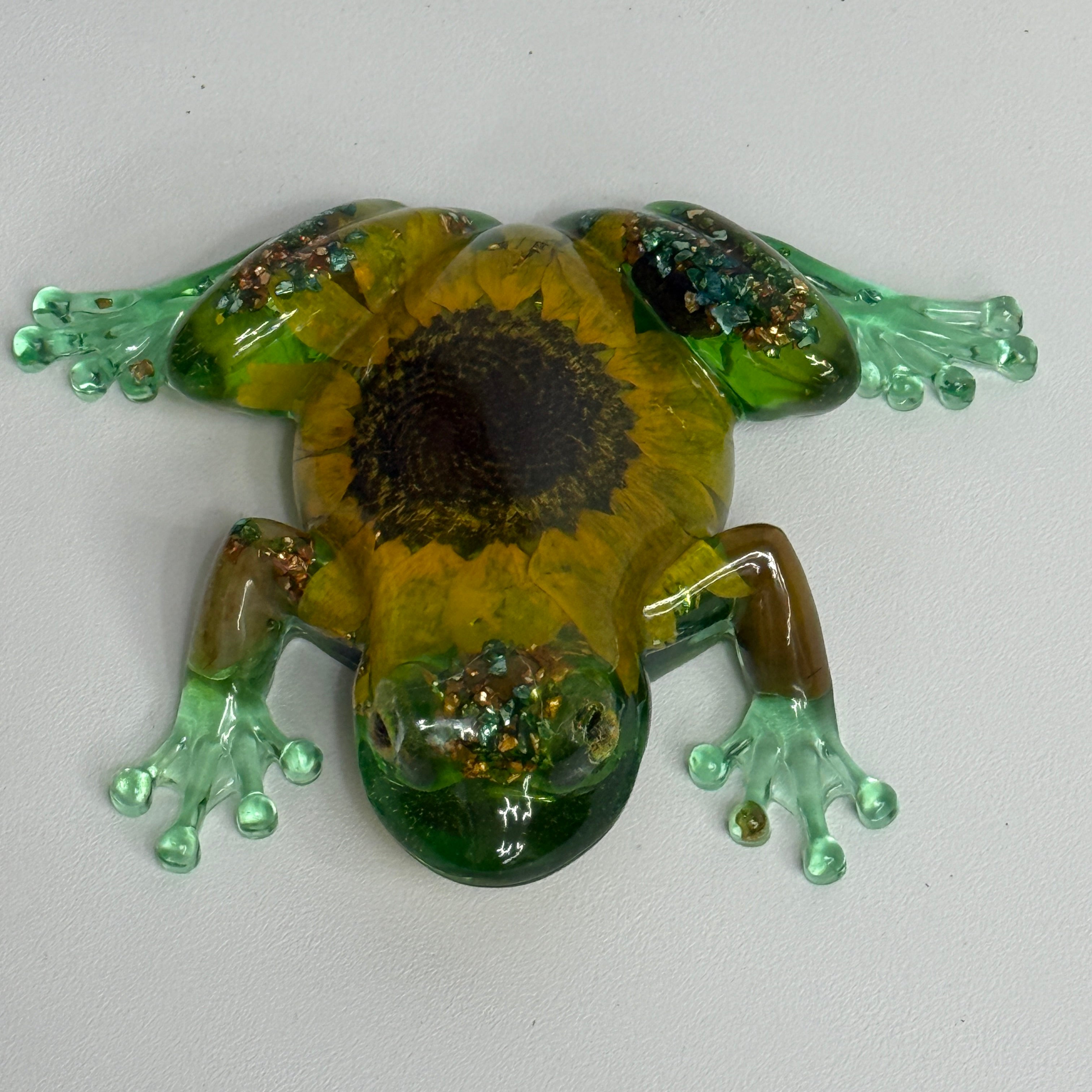 Frog Figurine with Sunflowers