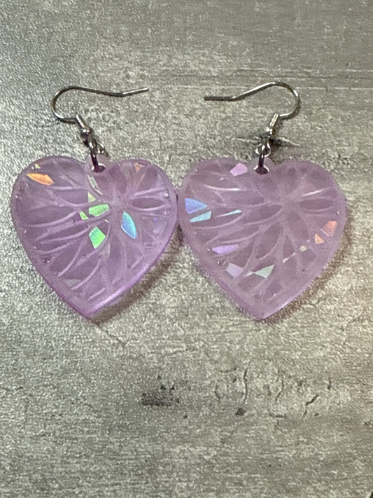 Glow-in-the-Dark Holo Heart Earrings
