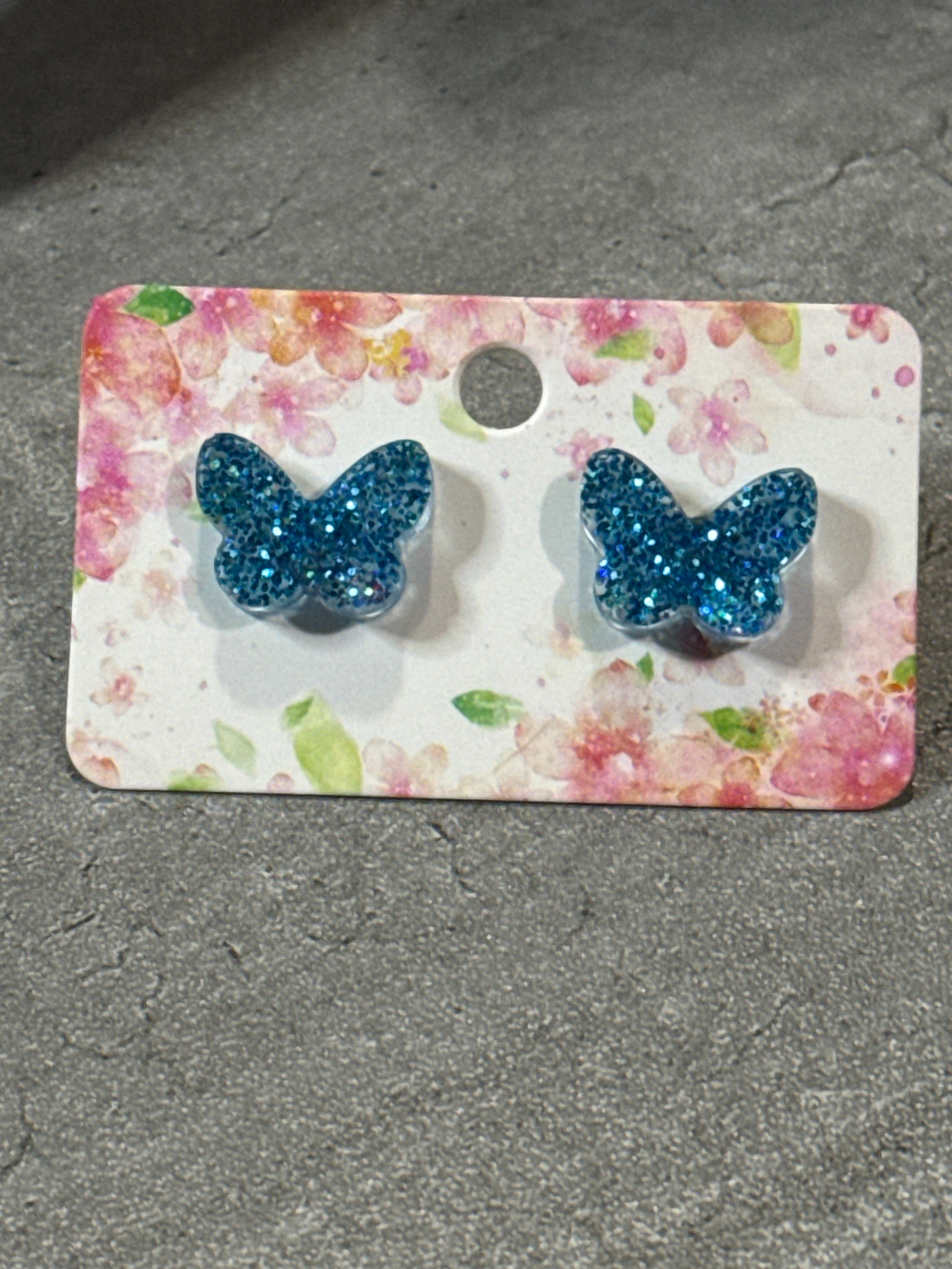 Holographic Glitter Butterfly Studs