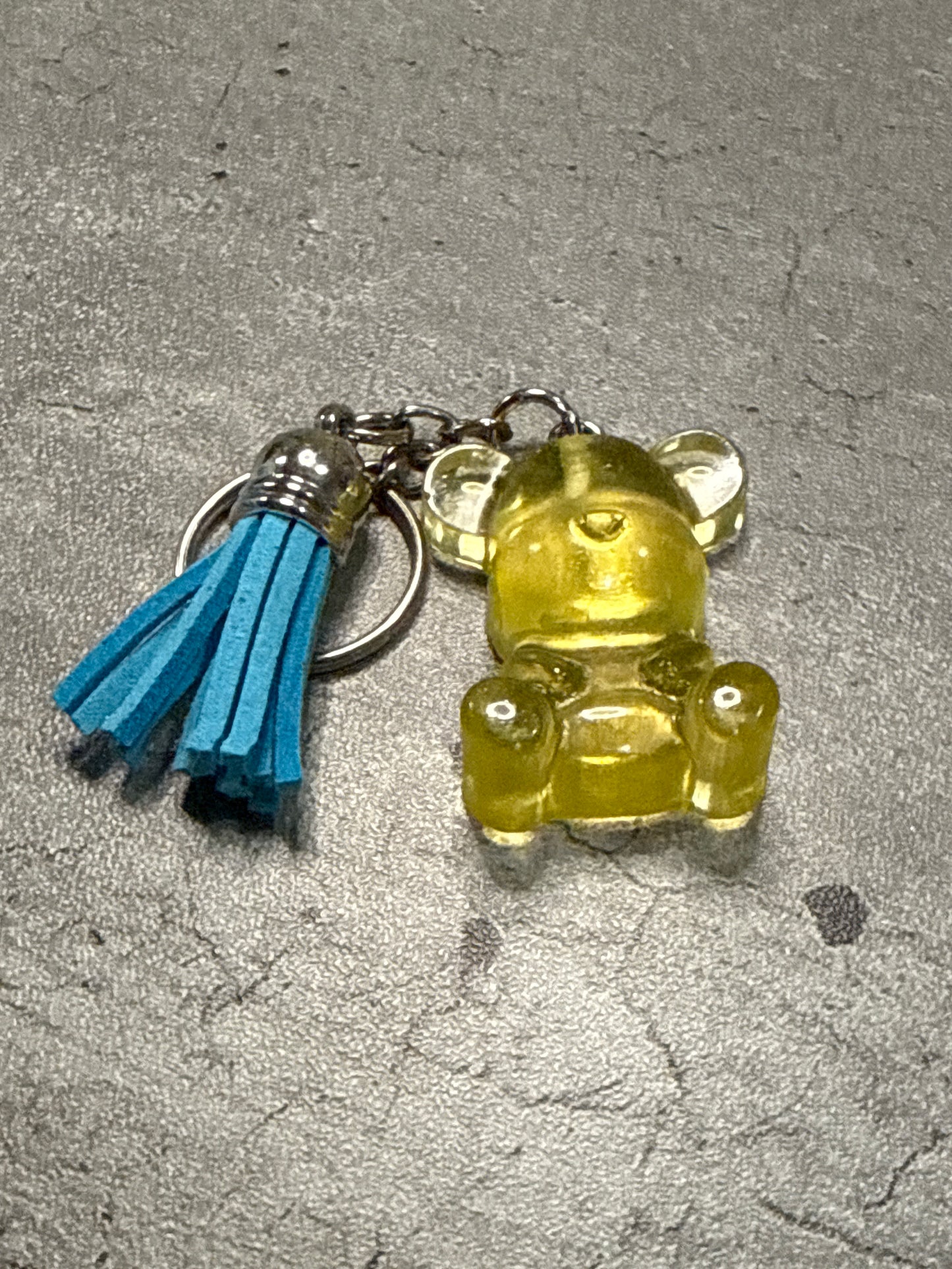 Sitting Glitter Bear Keychain with Tassel
