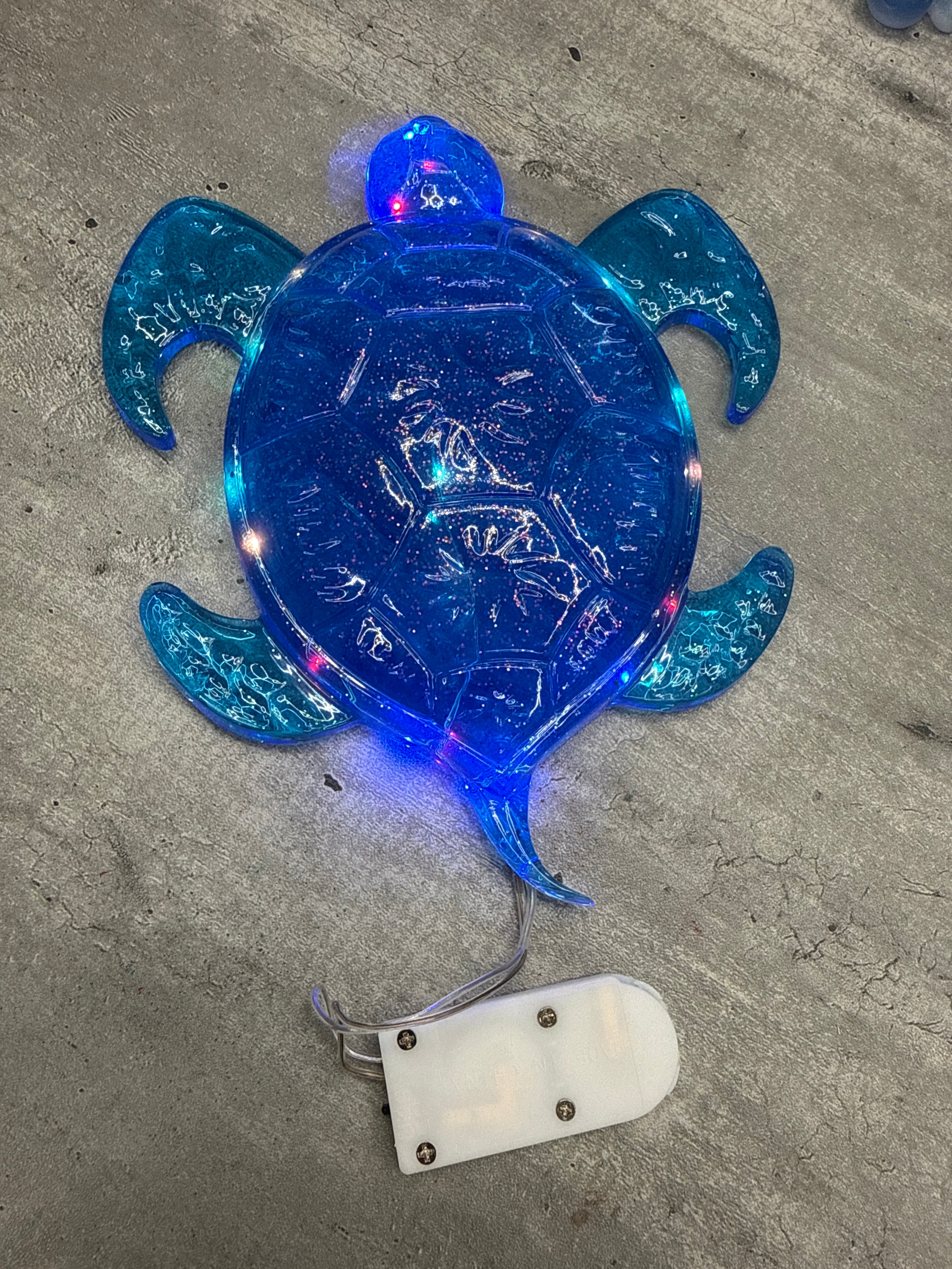 Turtle Figurine - Flat w/ Fairy Lights