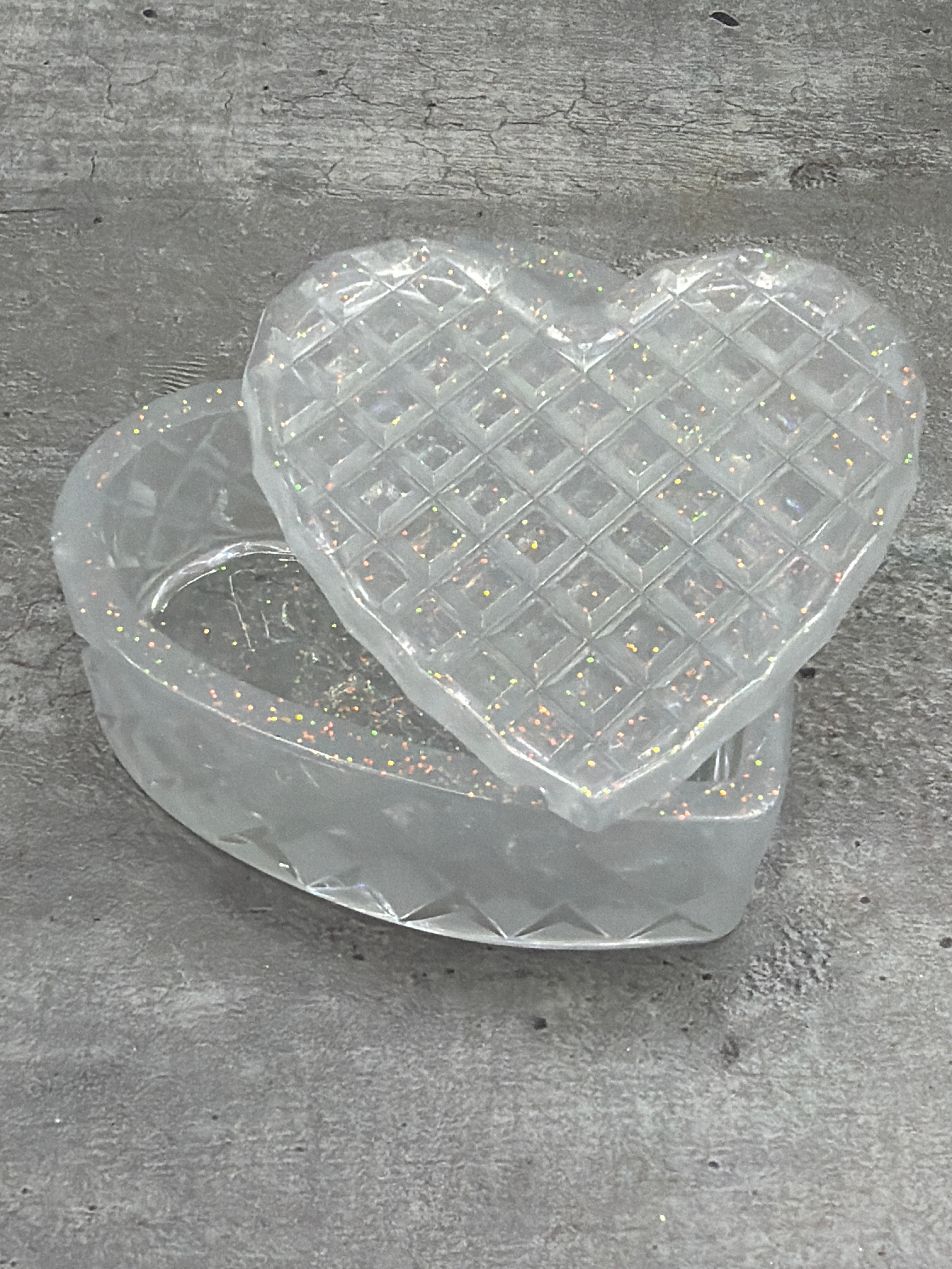 Diamond Heart Trinket Dish with Lid