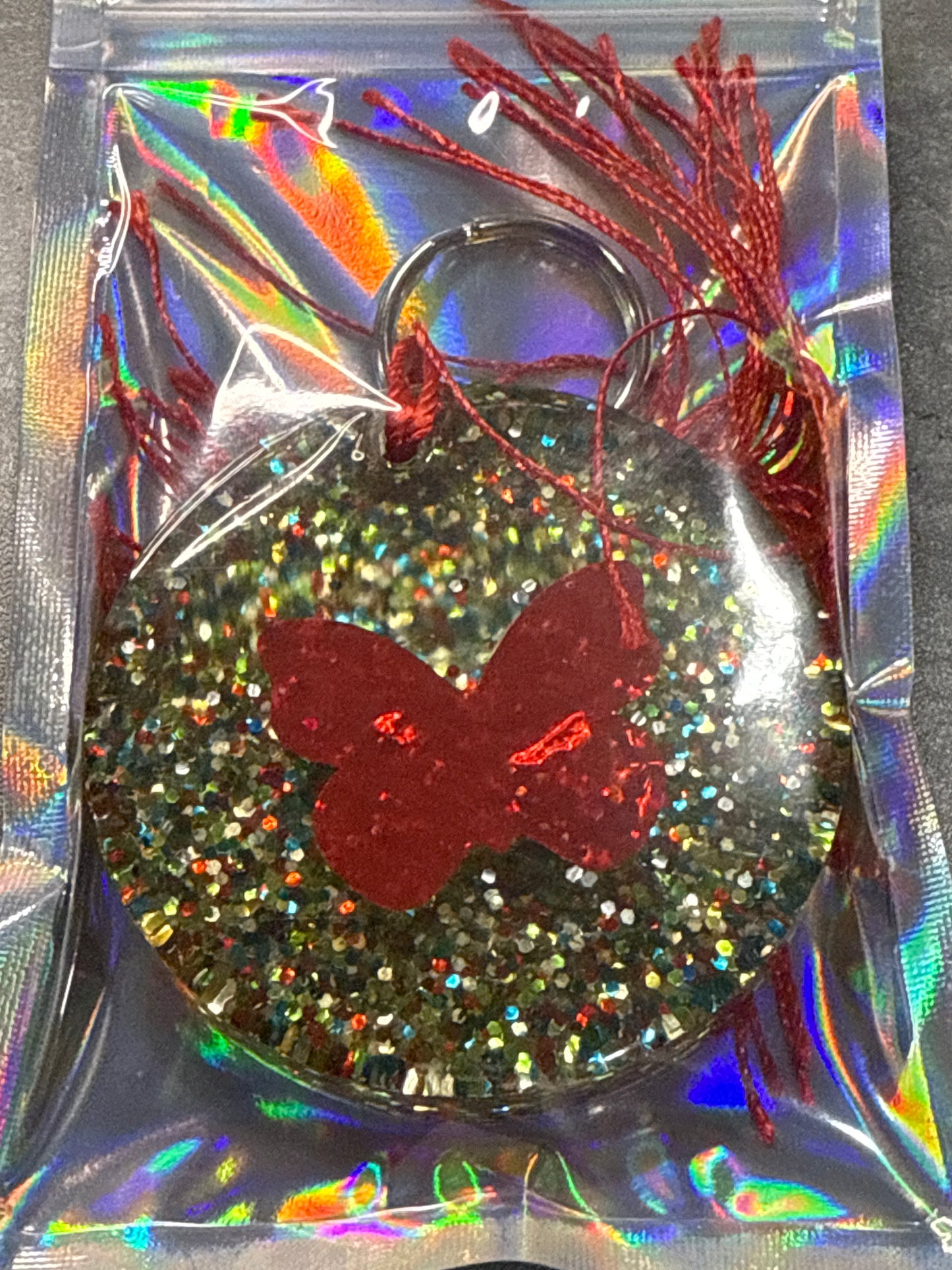 Glitter Butterfly Keychain with Tassel