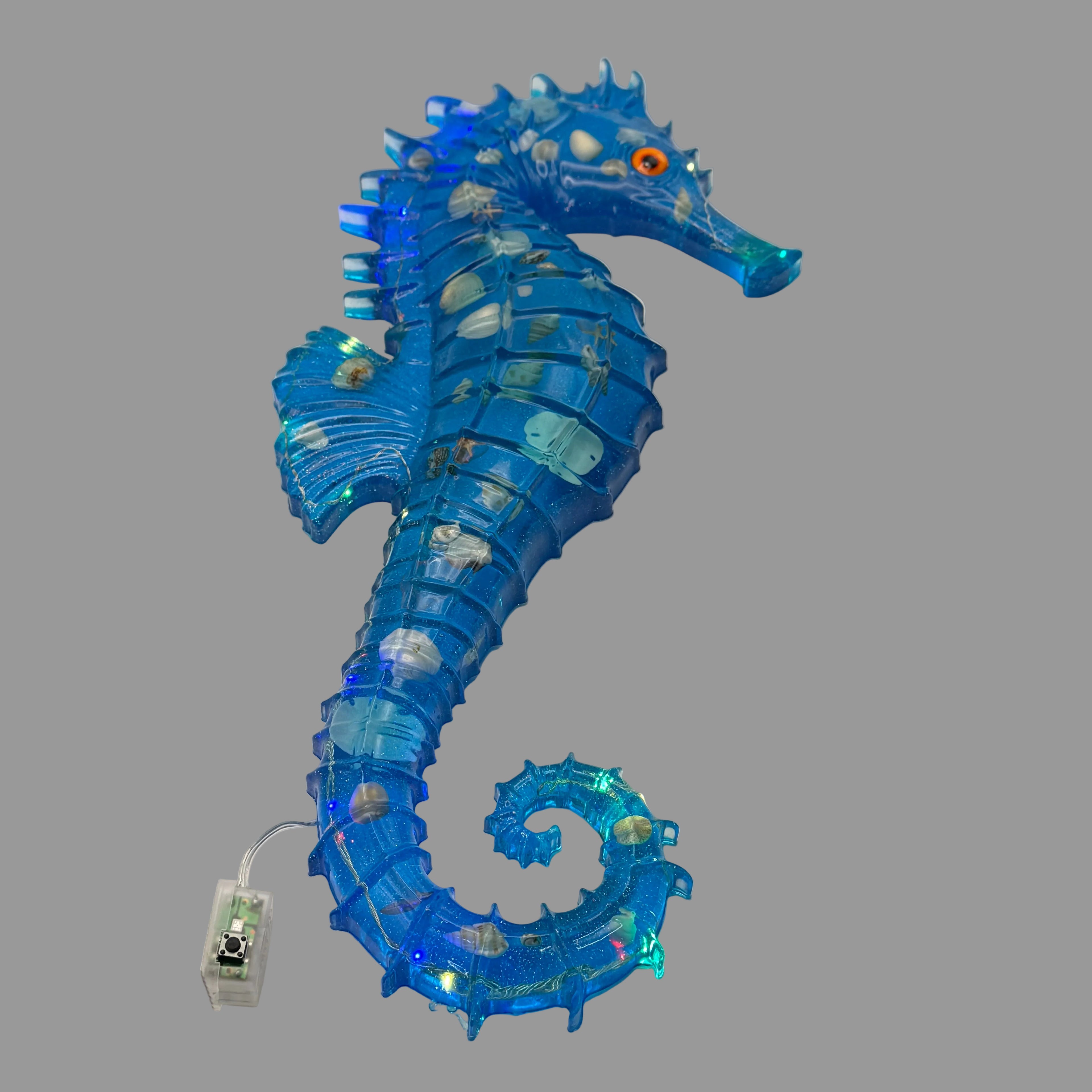 Resin Seahorse Wall Art - Coastal w/ Lights