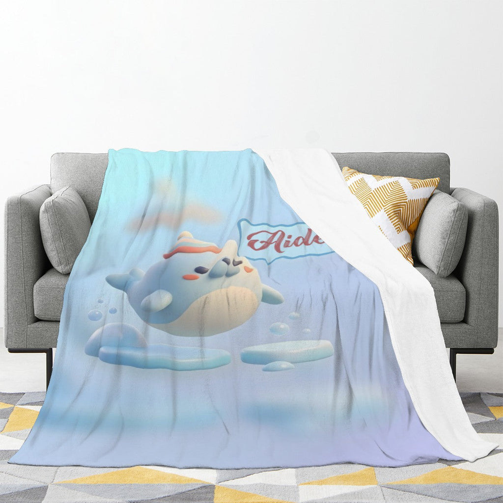 Personalized Kawaii Seal Blanket | Custom Name | Cute Seal Throw