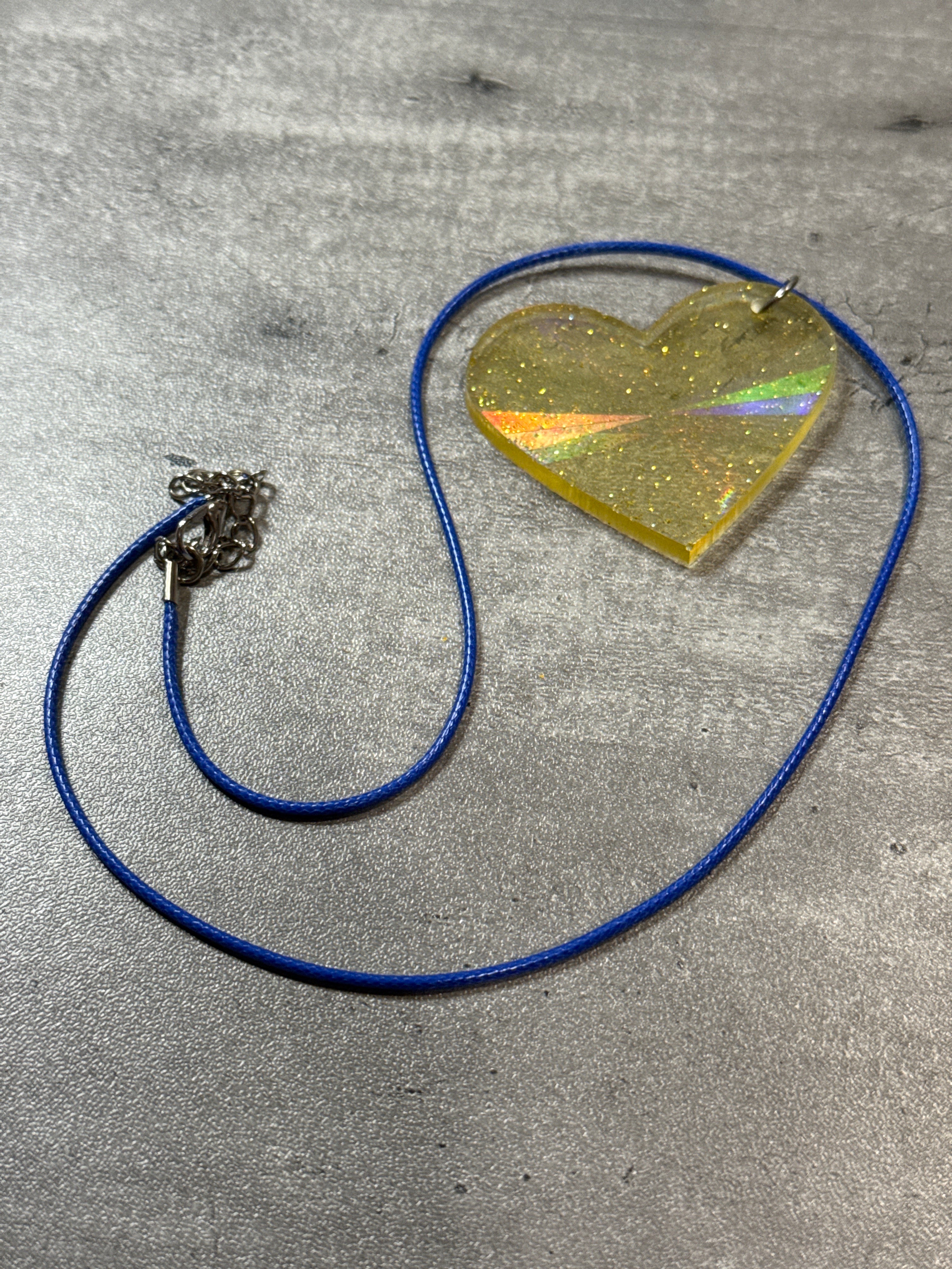 Large Holographic Heart Pendant Necklace