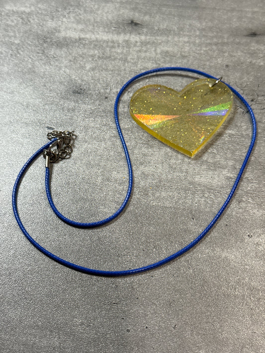 Large Holographic Heart Pendant Necklace