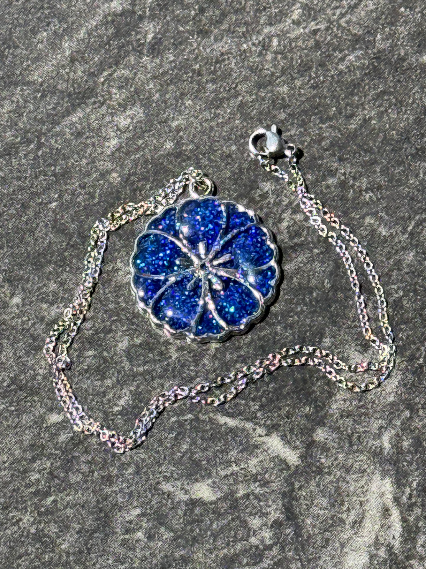 Sakura Blossom Pendant Necklace - Royal Blue series