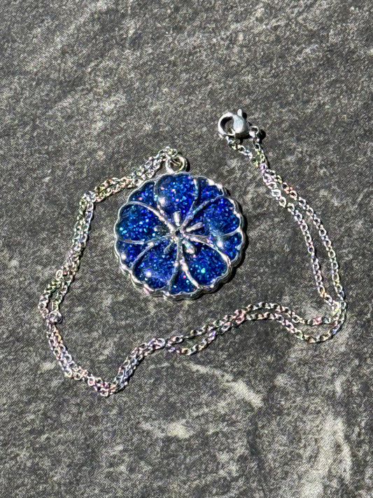 Sakura Blossom Pendant Necklace - Royal Blue series