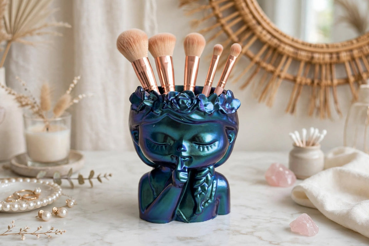 Dreamy Girl Flower Crown Planter - Chameleon Resin Face Pot | Mermaid Succulent Pot
Product