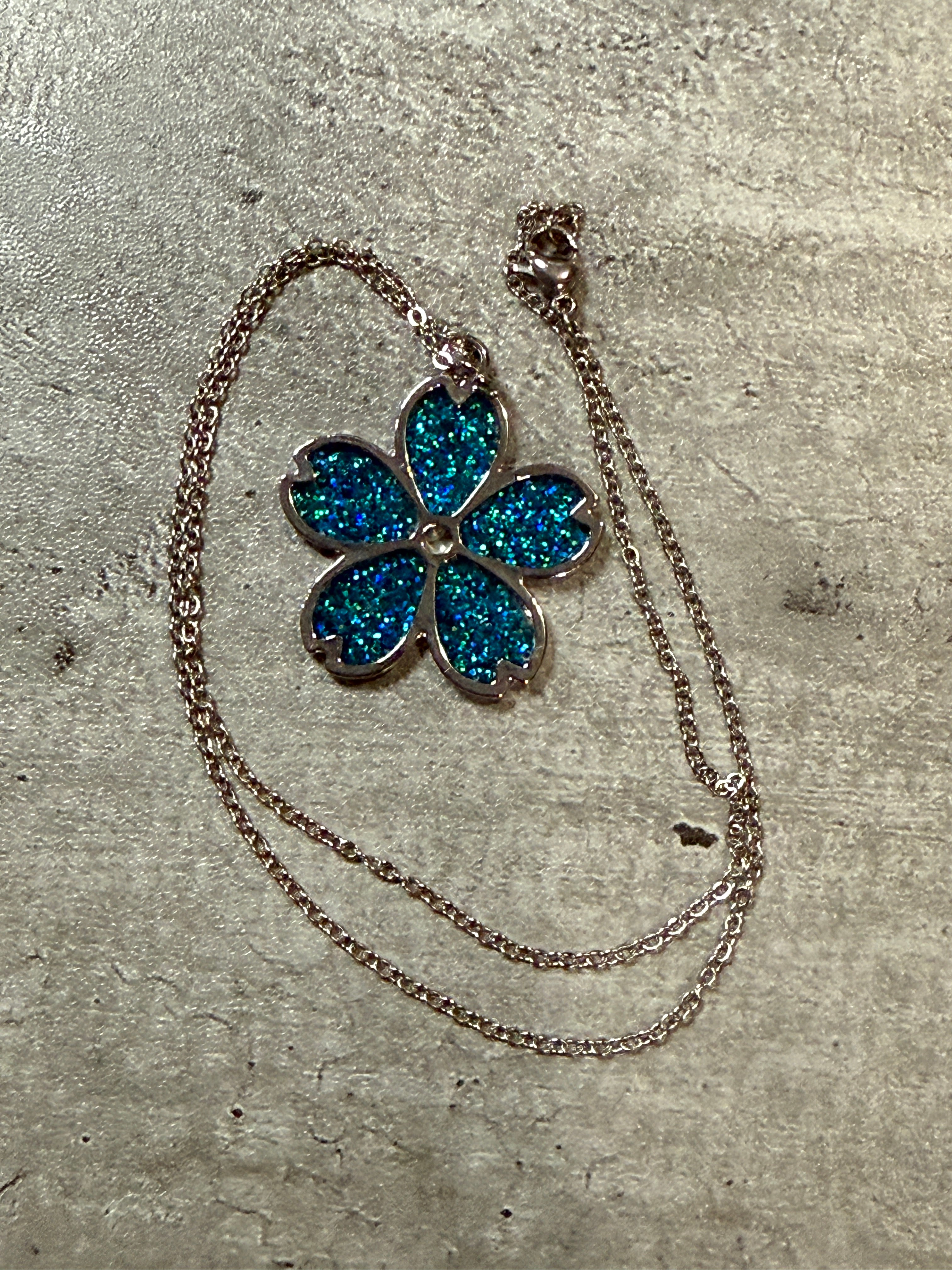 Sakura Bloom Pendant Necklace - Teal series