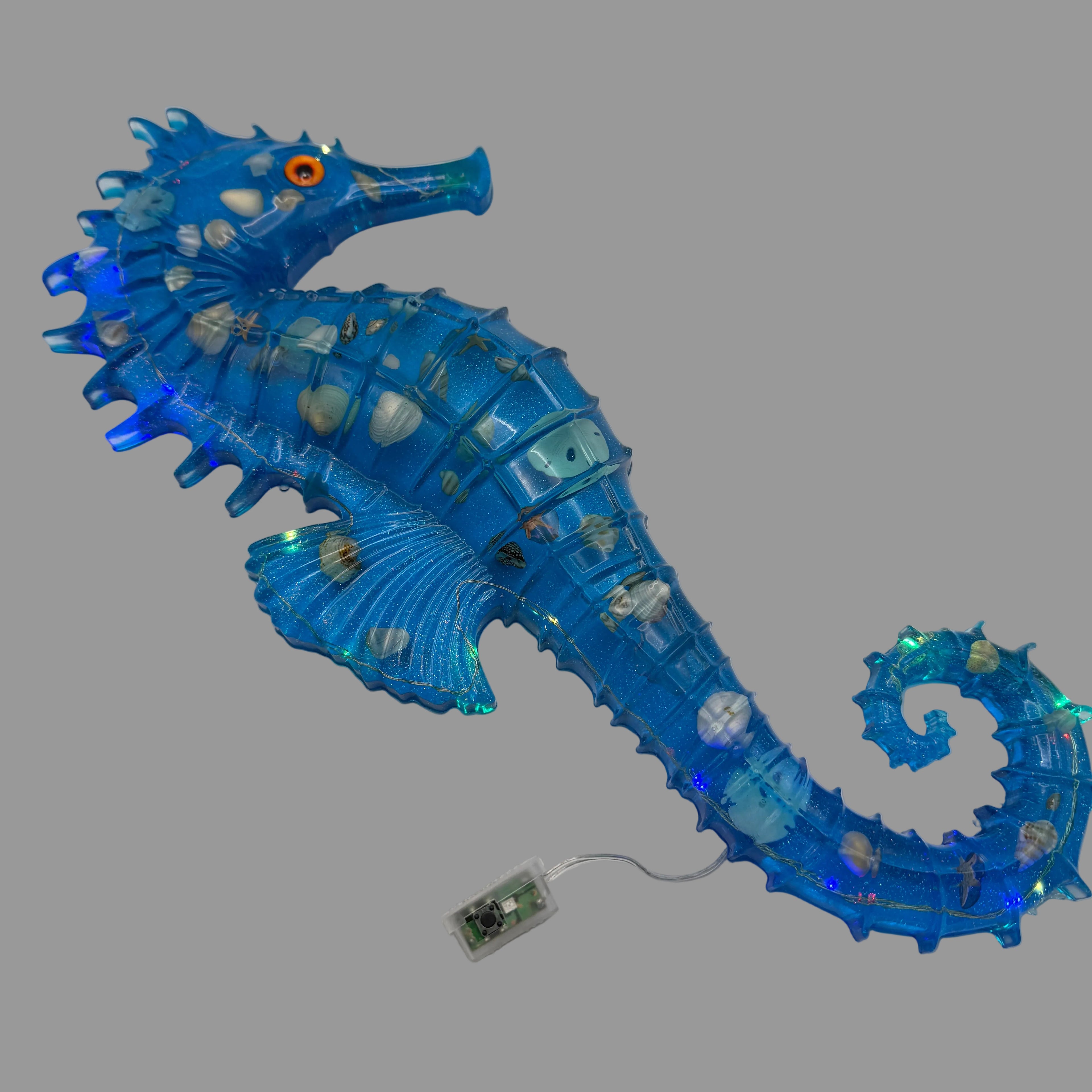 Resin Seahorse Wall Art - Coastal w/ Lights