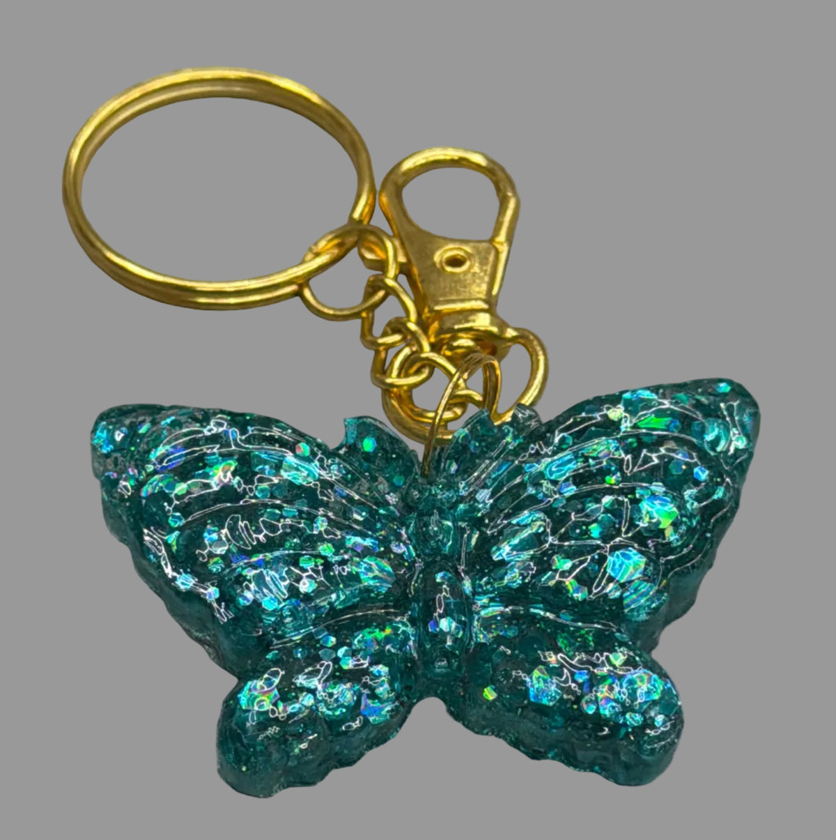 Resin Butterfly Keychain and Bag Charm (Holographic)
