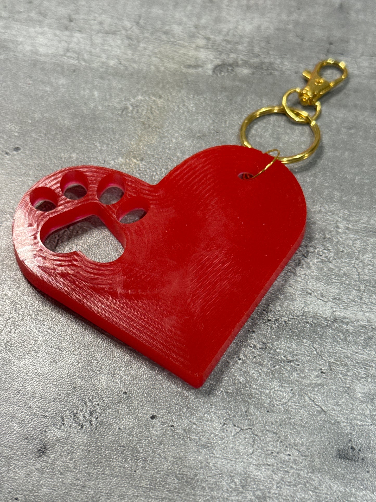 Paw print in Heart Bag Charm and Keychain