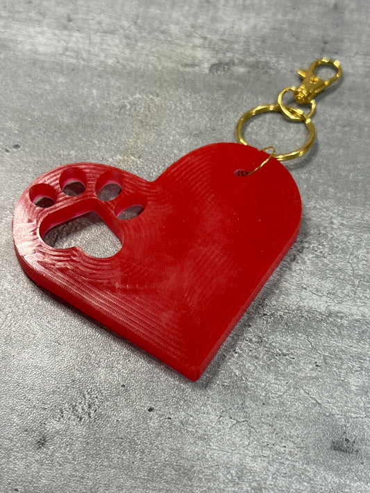Paw print in Heart Bag Charm and Keychain