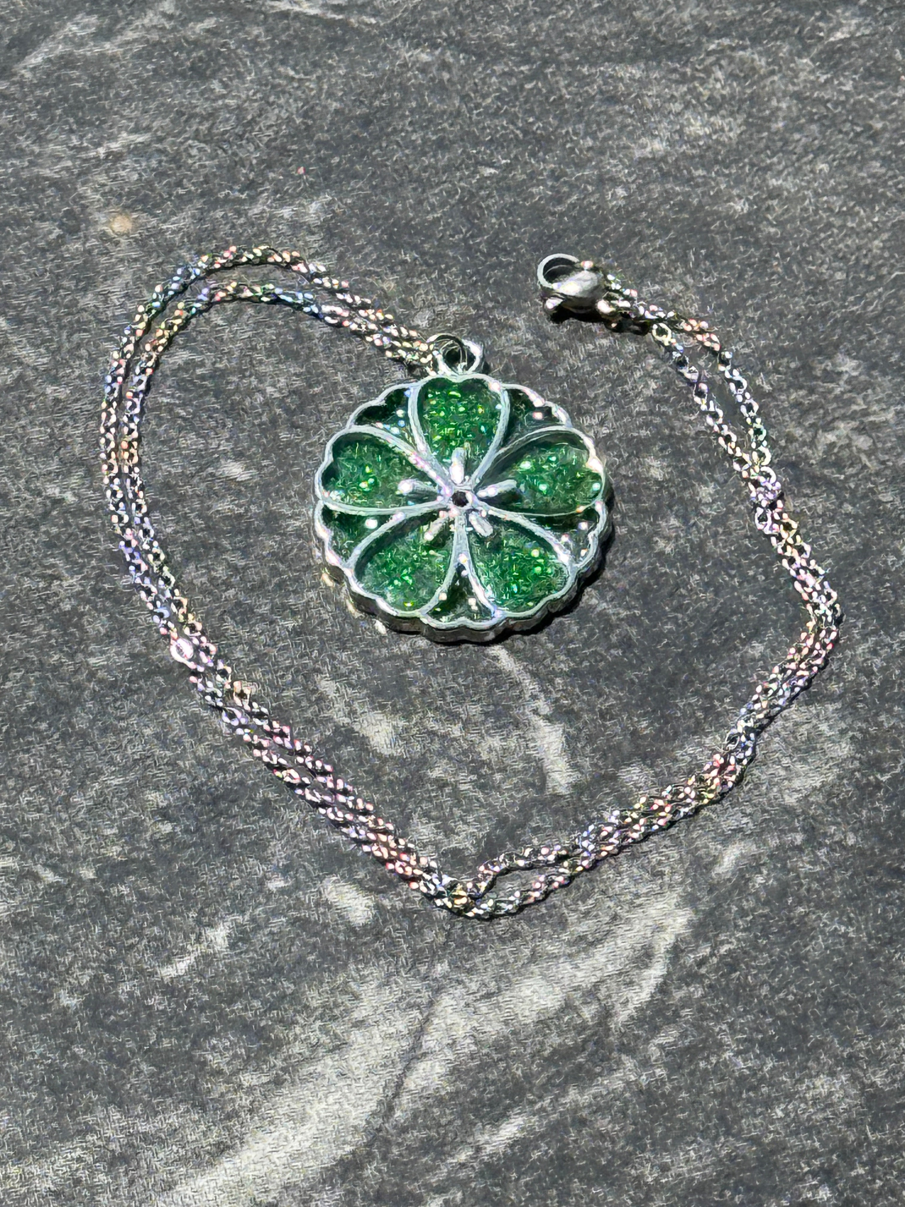 Sakura Bloom Pendant Necklace - Emerald Series