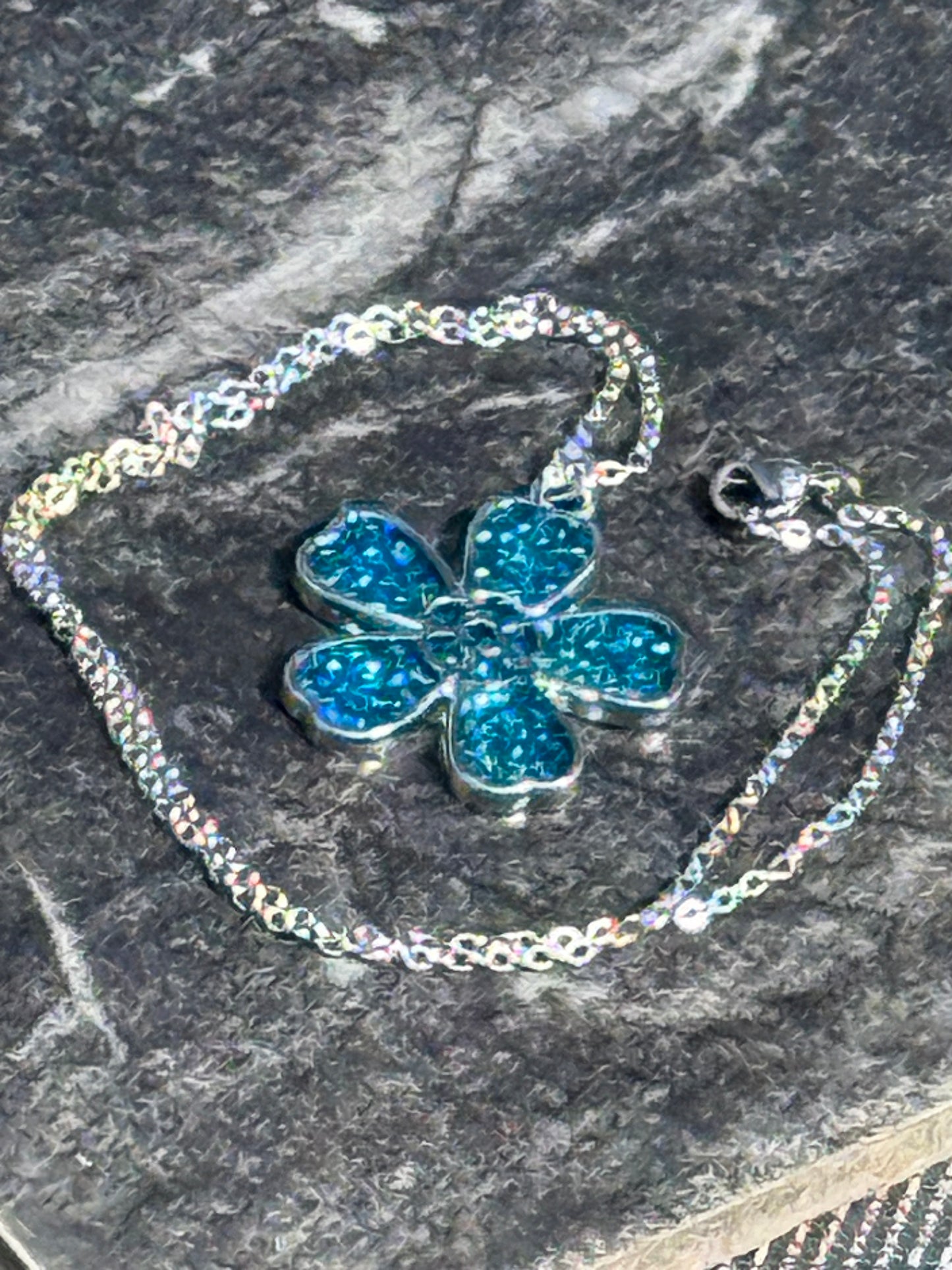 Sakura Blossom Pendant Necklace - Turquoise series