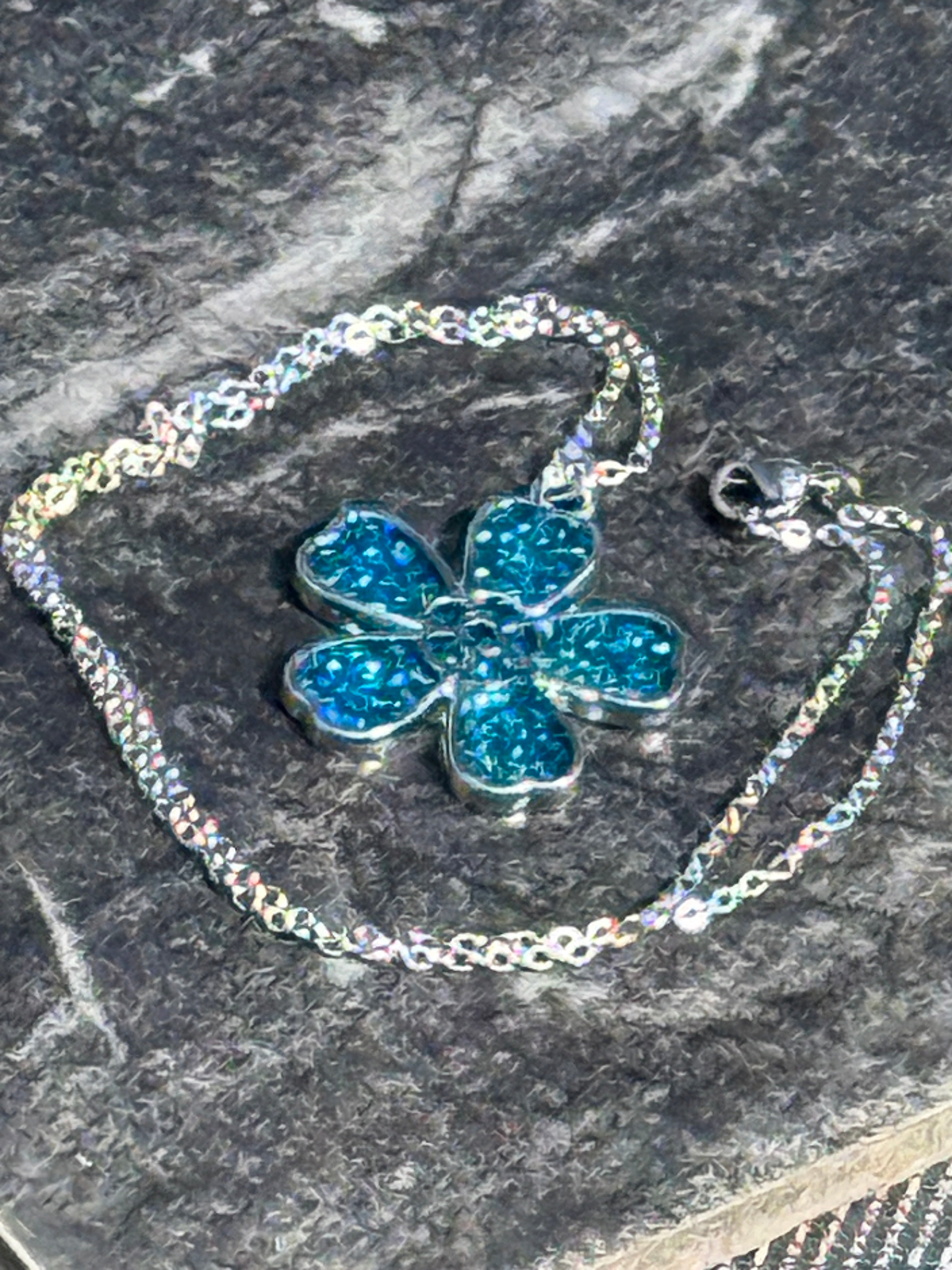 Sakura Blossom Pendant Necklace - Turquoise series