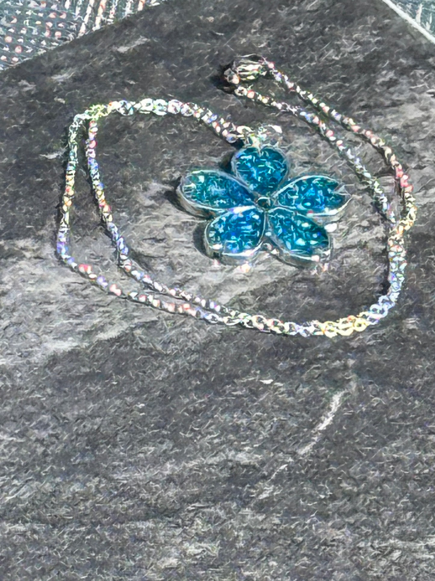 Sakura Blossom Pendant Necklace - Turquoise series
