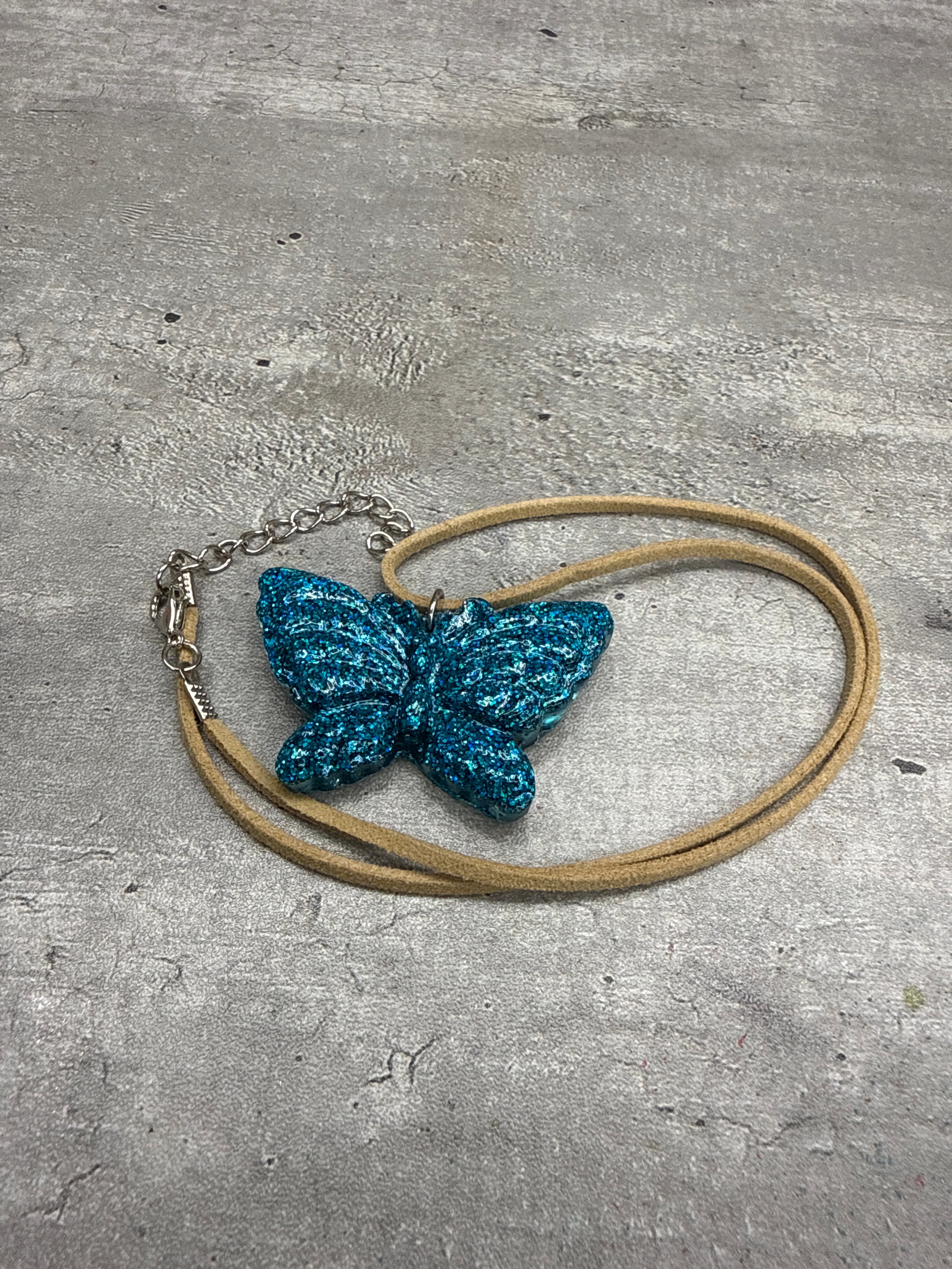 Butterfly Pendant Corded Necklace