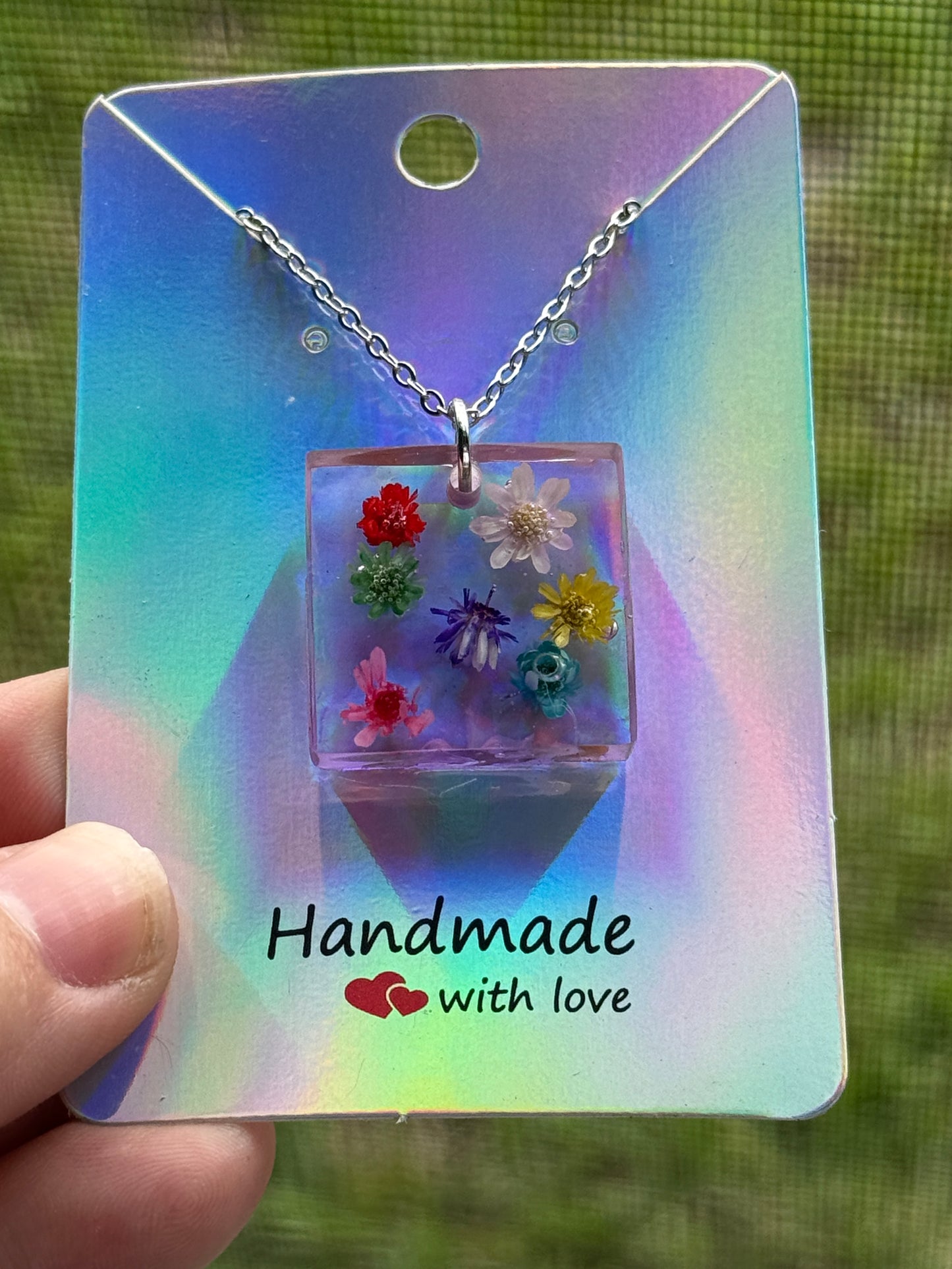 Resin and Dried Flower Necklace