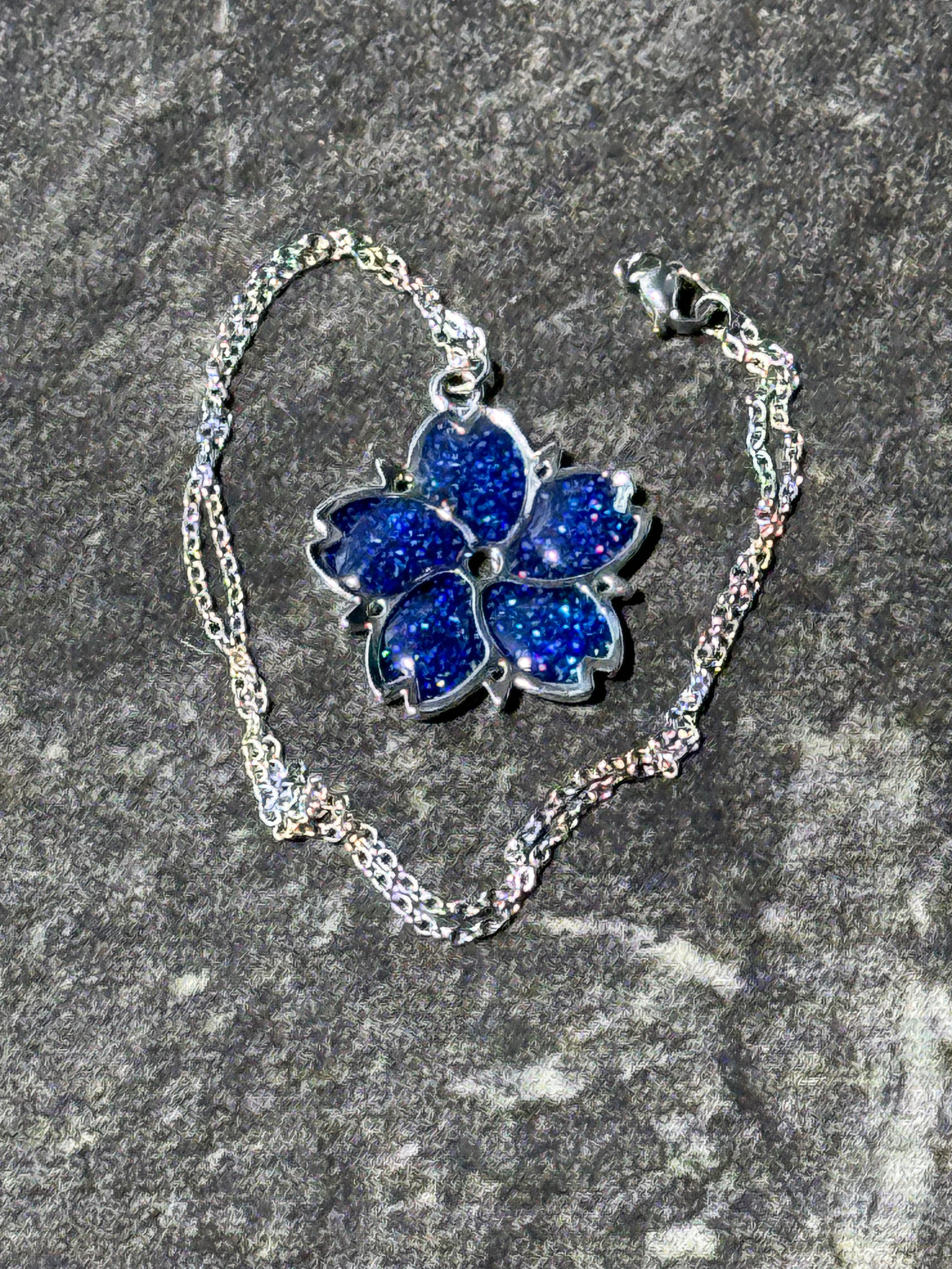 Sakura Blossom Pendant Necklace - Royal Blue series