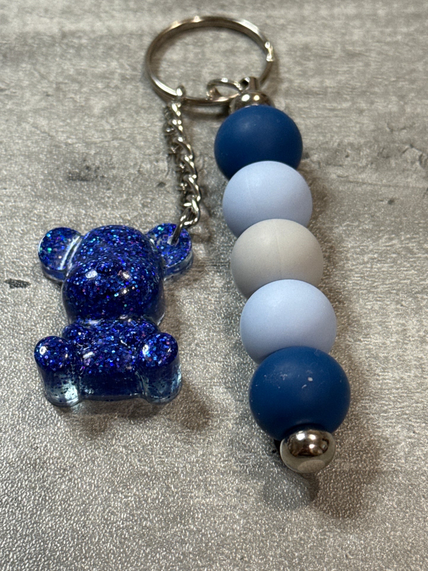 Glitter Bear Beaded Keychain - Thick