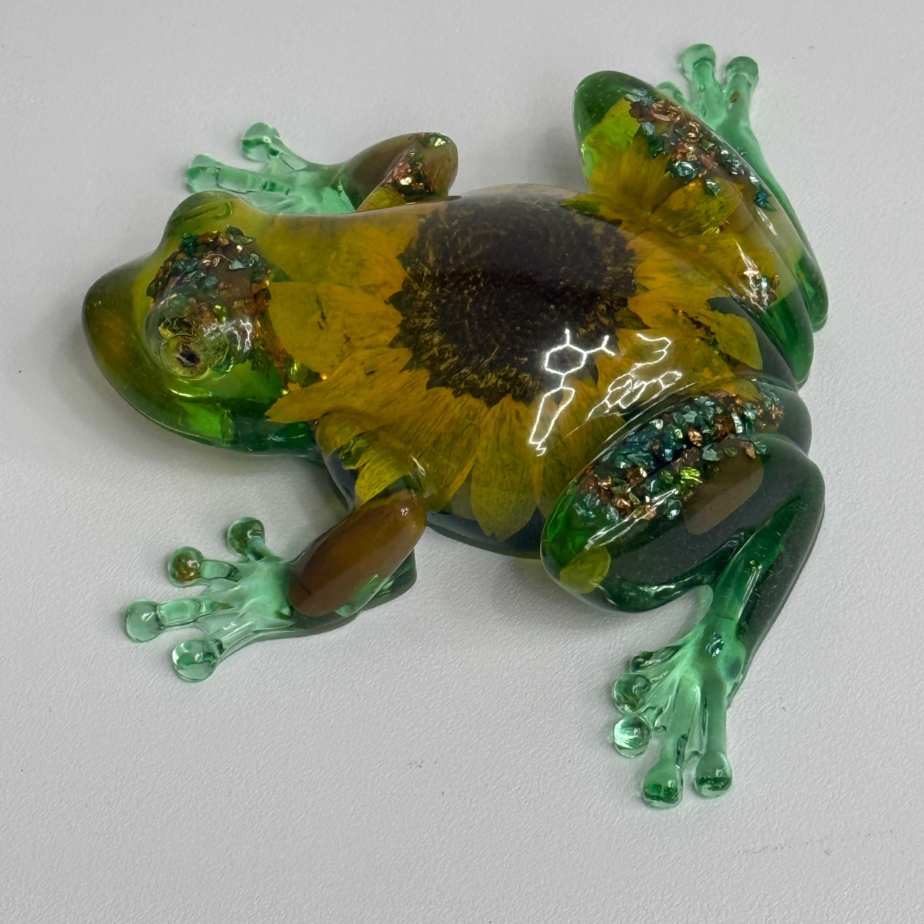 Frog Figurine with Sunflowers