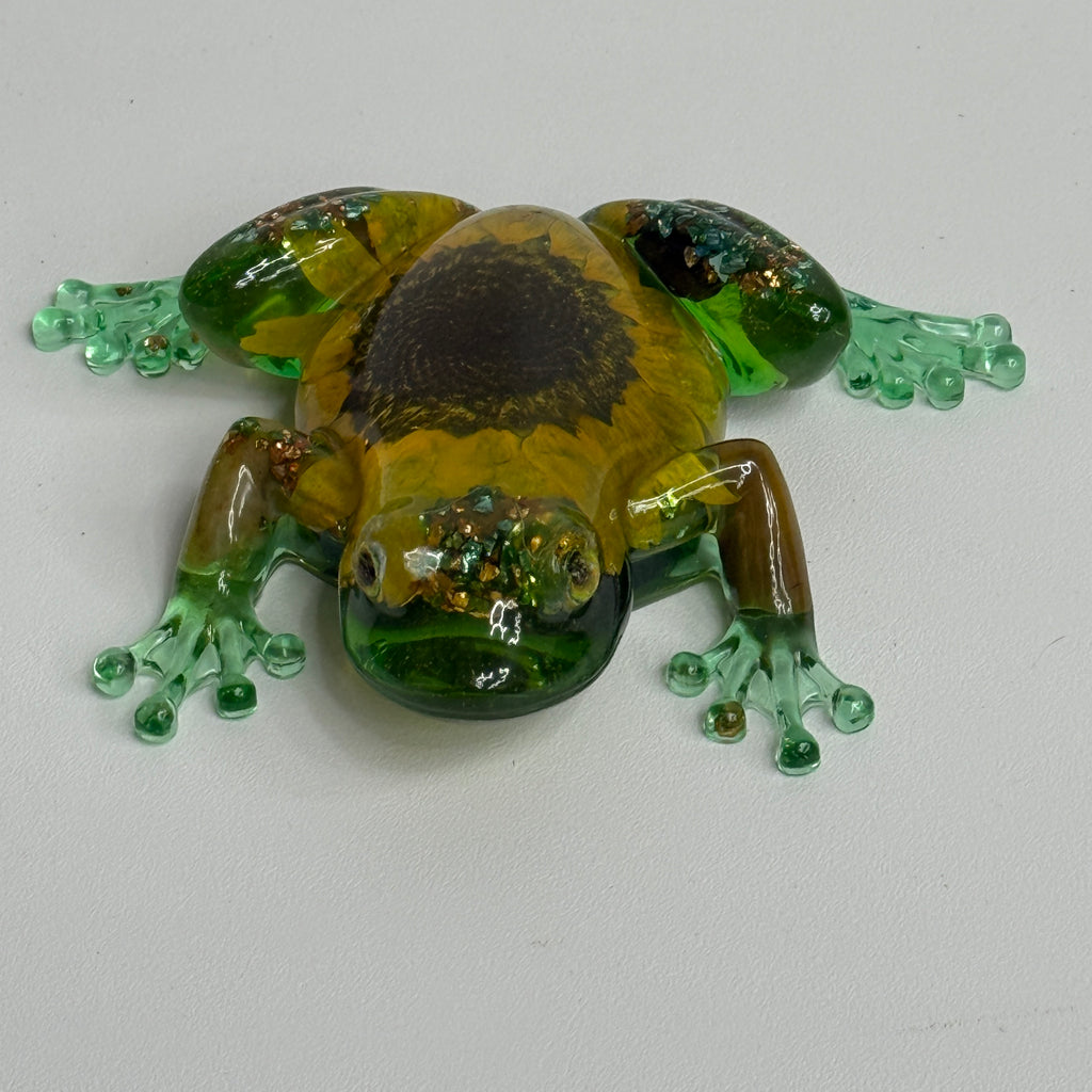 Frog Figurine with Sunflowers