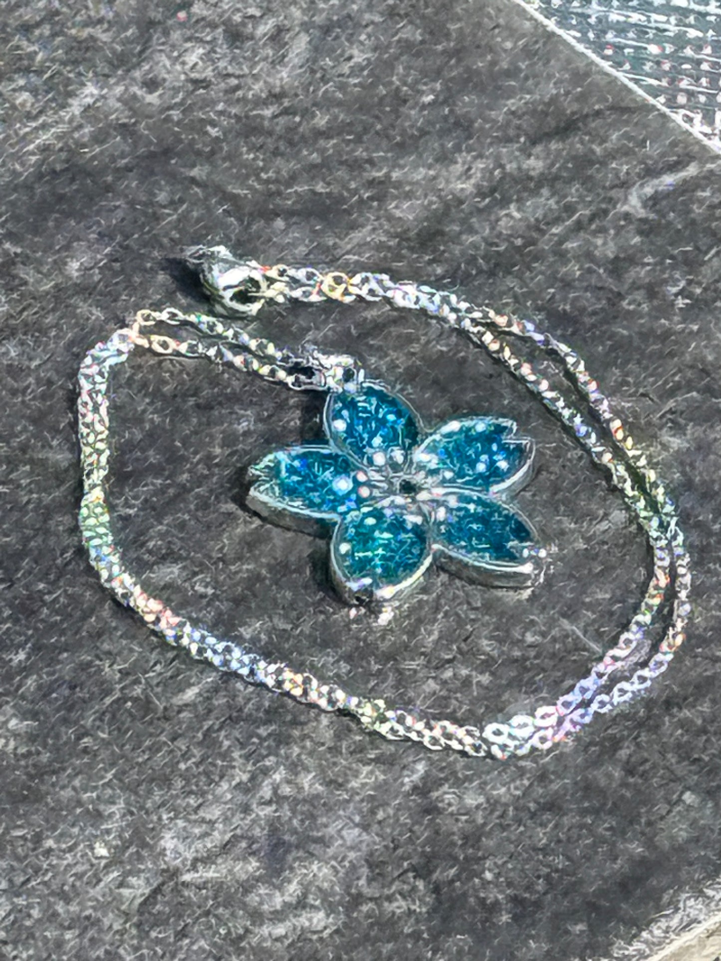Sakura Blossom Pendant Necklace - Turquoise series