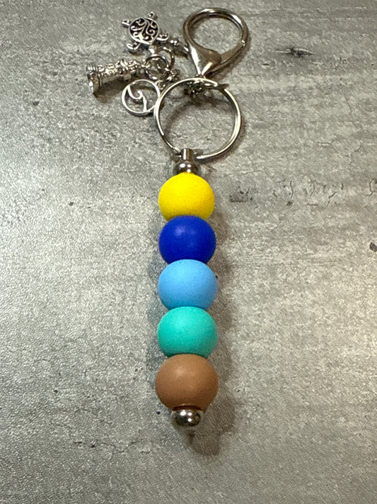 Beach Beaded Bag Charm and Keychain