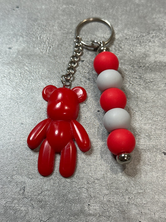 Glitter Bear Beaded Keychain