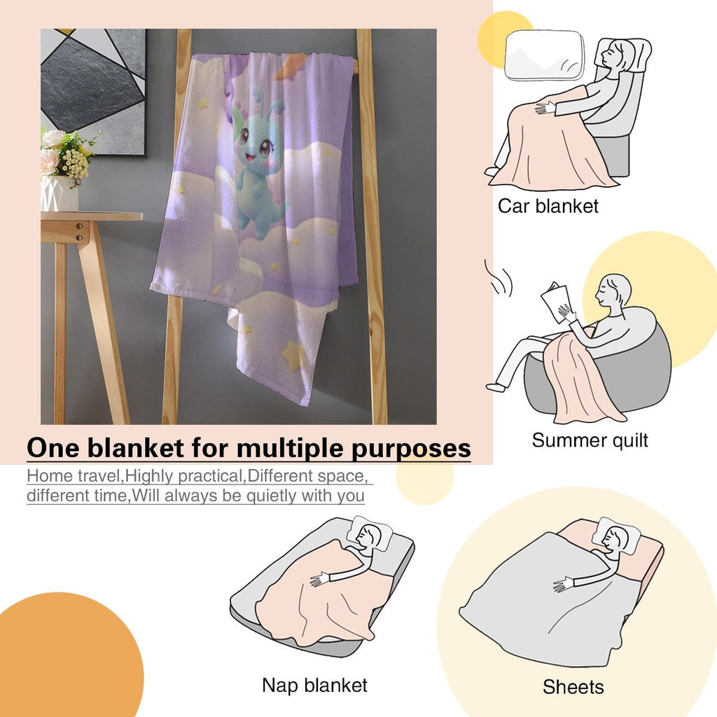 Personalized Kawaii Dragon Family Blanket | Custom Name | Pastel Fantasy Dragon Throw