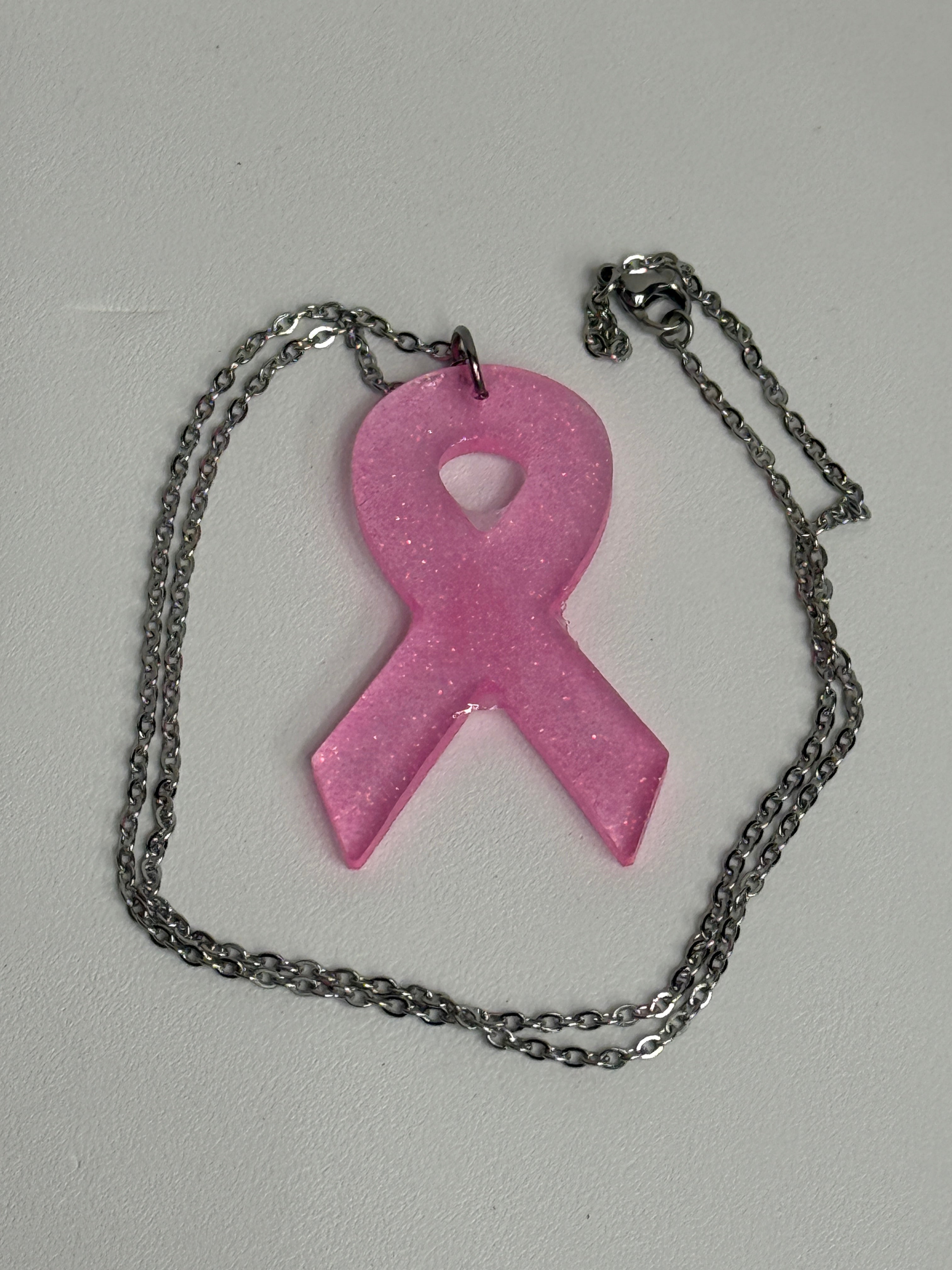 Cancer Awareness Resin Ribbon Necklace